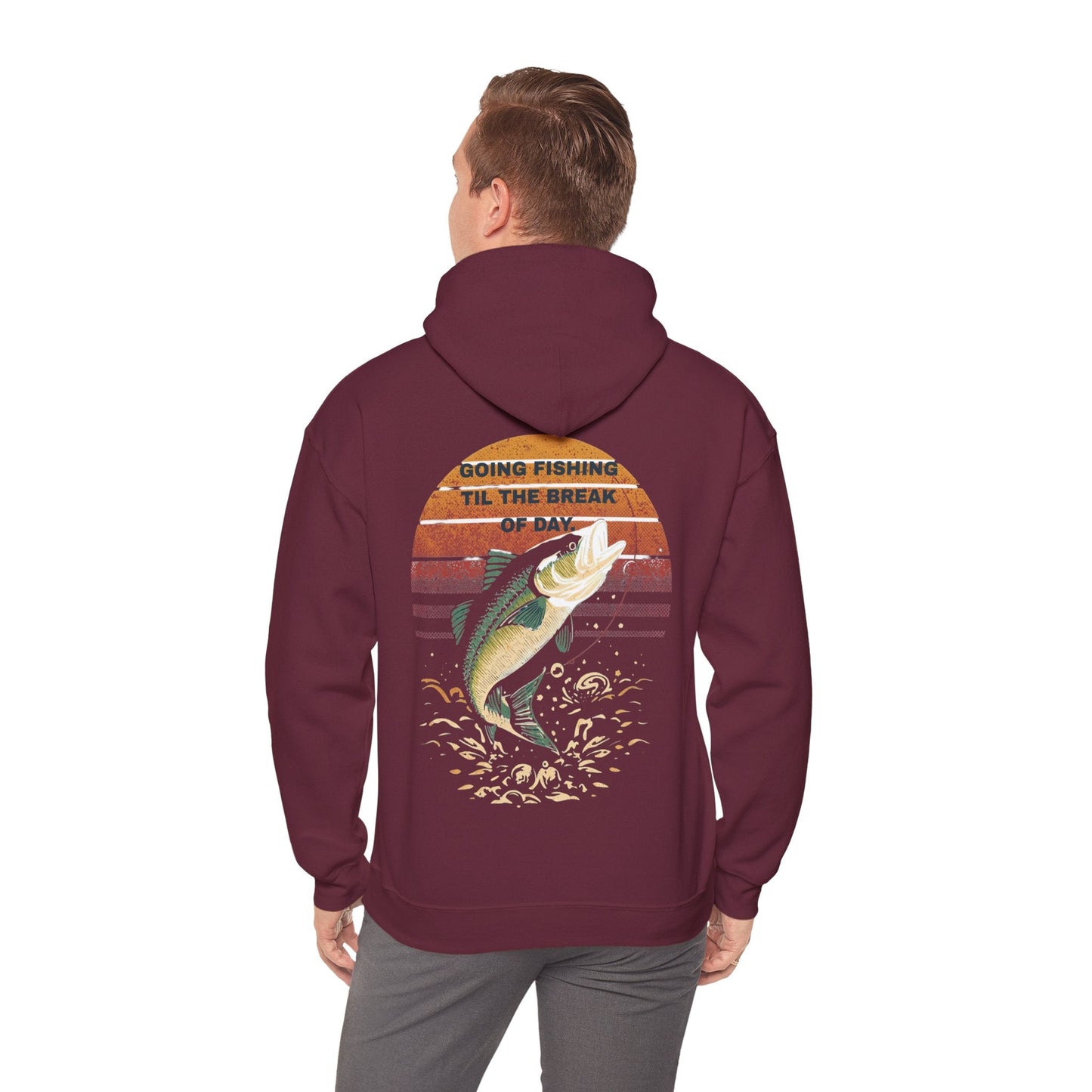 Fishing Hoodie Going Fishing Til The Break of Day Retro Look Graphic Sweatshirt - SJM Print Store