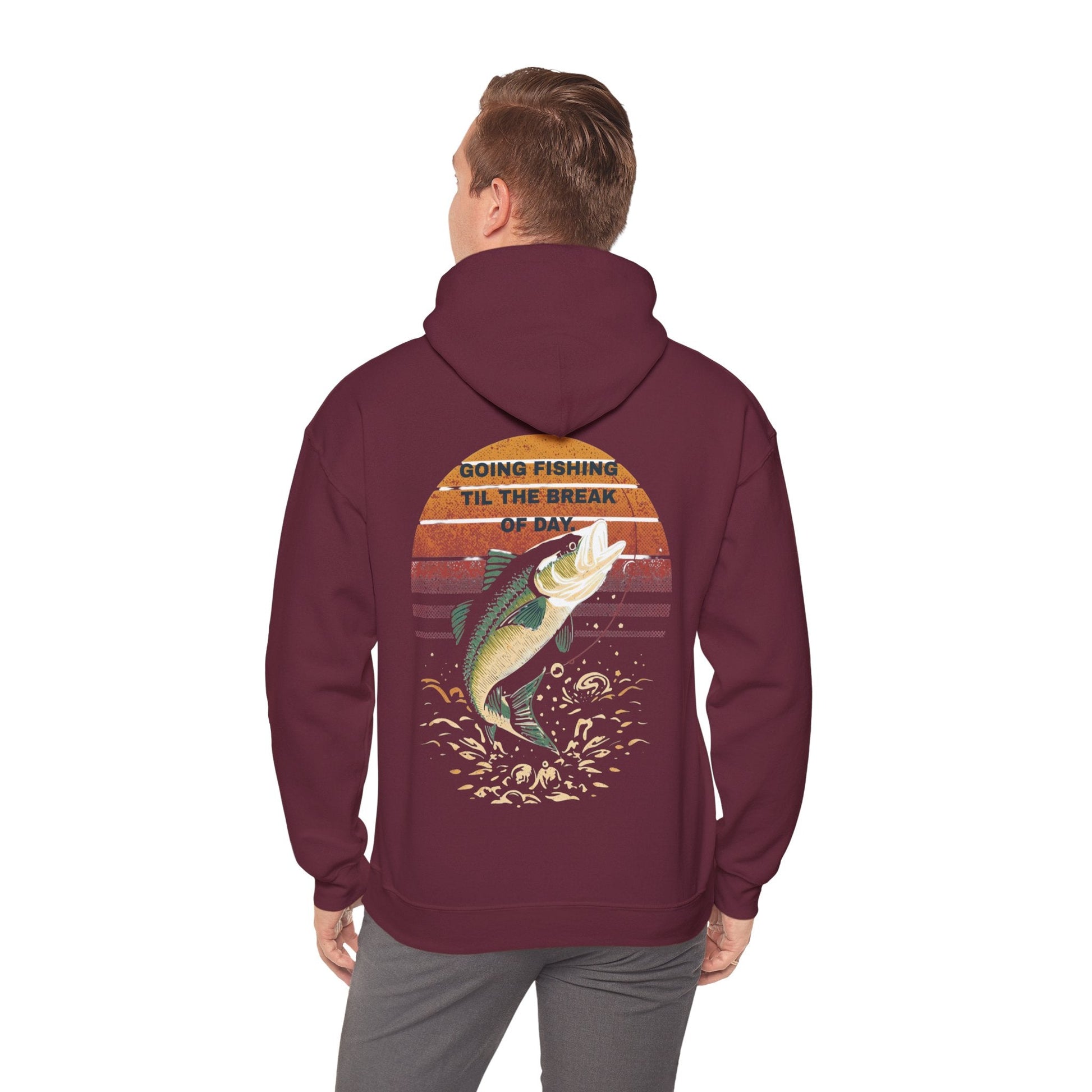 Fishing Hoodie Going Fishing Til The Break of Day Retro Look Graphic Sweatshirt - SJM Print Store