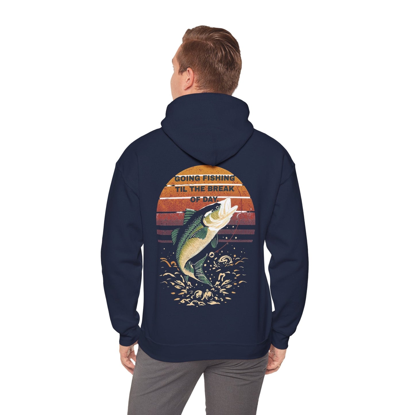 Fishing Hoodie Going Fishing Til The Break of Day Retro Look Graphic Sweatshirt - SJM Print Store