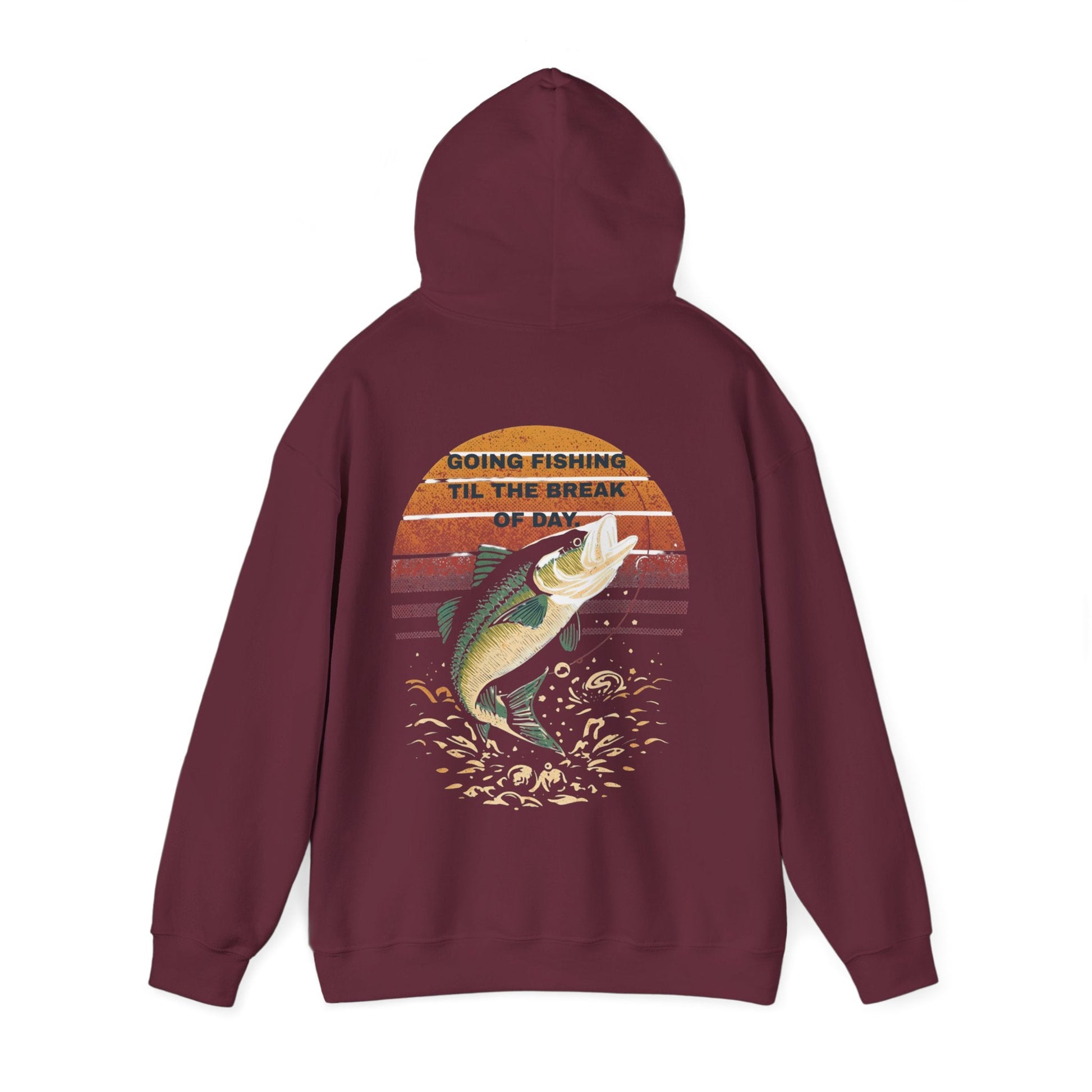 Fishing Hoodie Going Fishing Til The Break of Day Retro Look Graphic Sweatshirt - SJM Print Store
