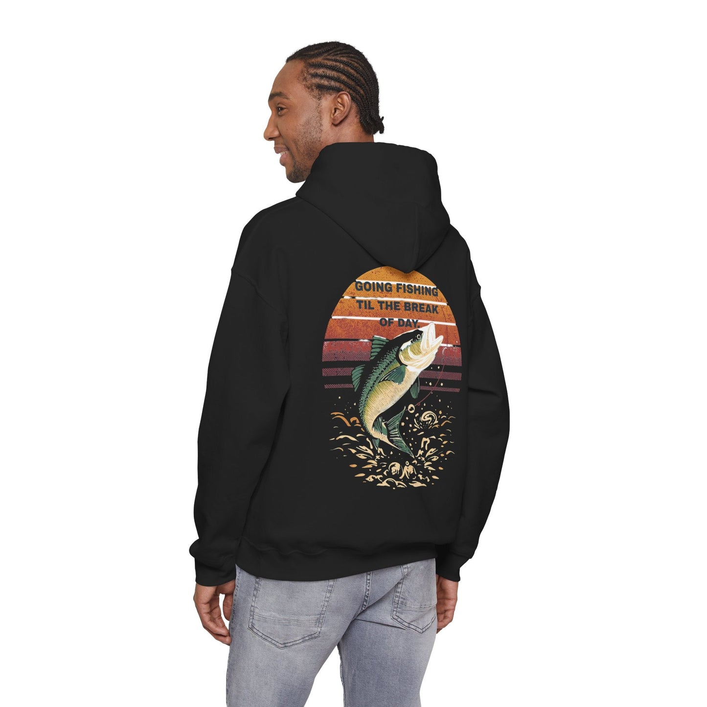 Fishing Hoodie Going Fishing Til The Break of Day Retro Look Graphic Sweatshirt - SJM Print Store