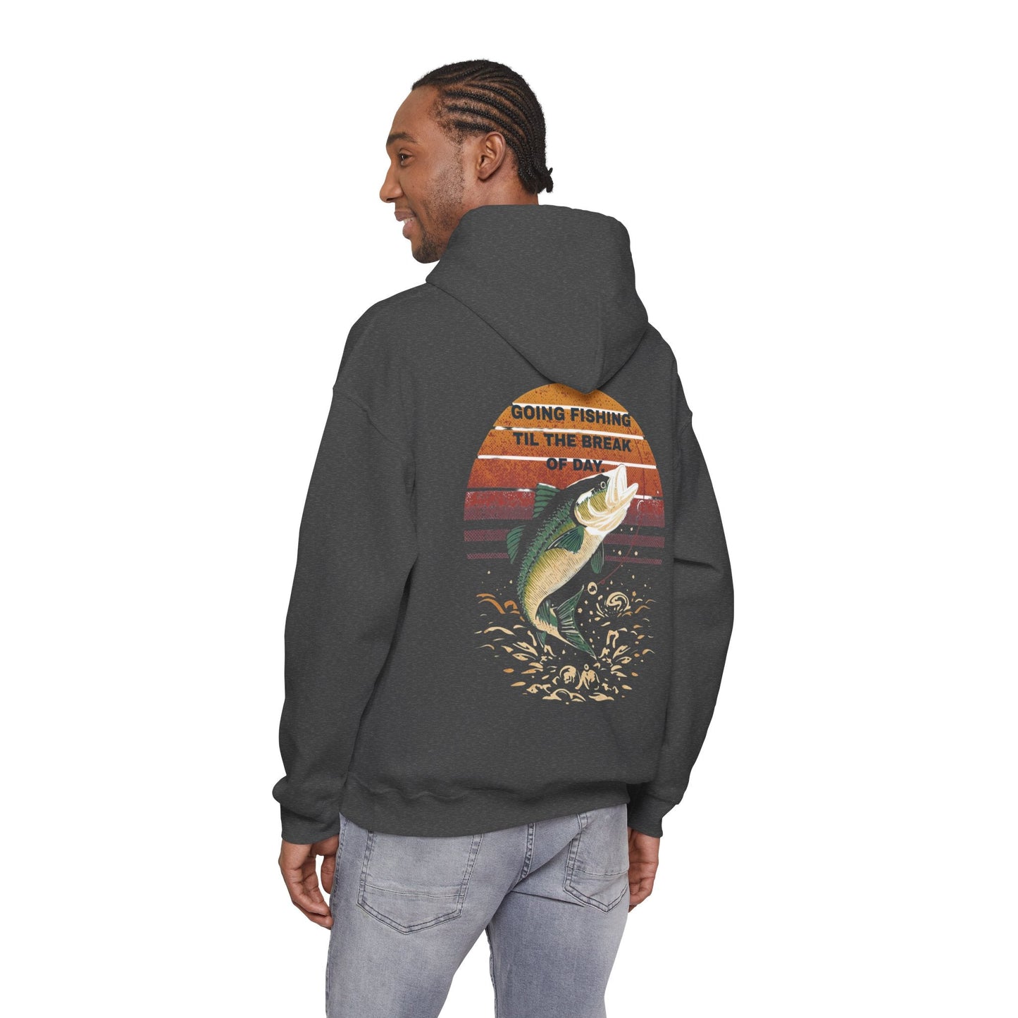 Fishing Hoodie Going Fishing Til The Break of Day Retro Look Graphic Sweatshirt - SJM Print Store