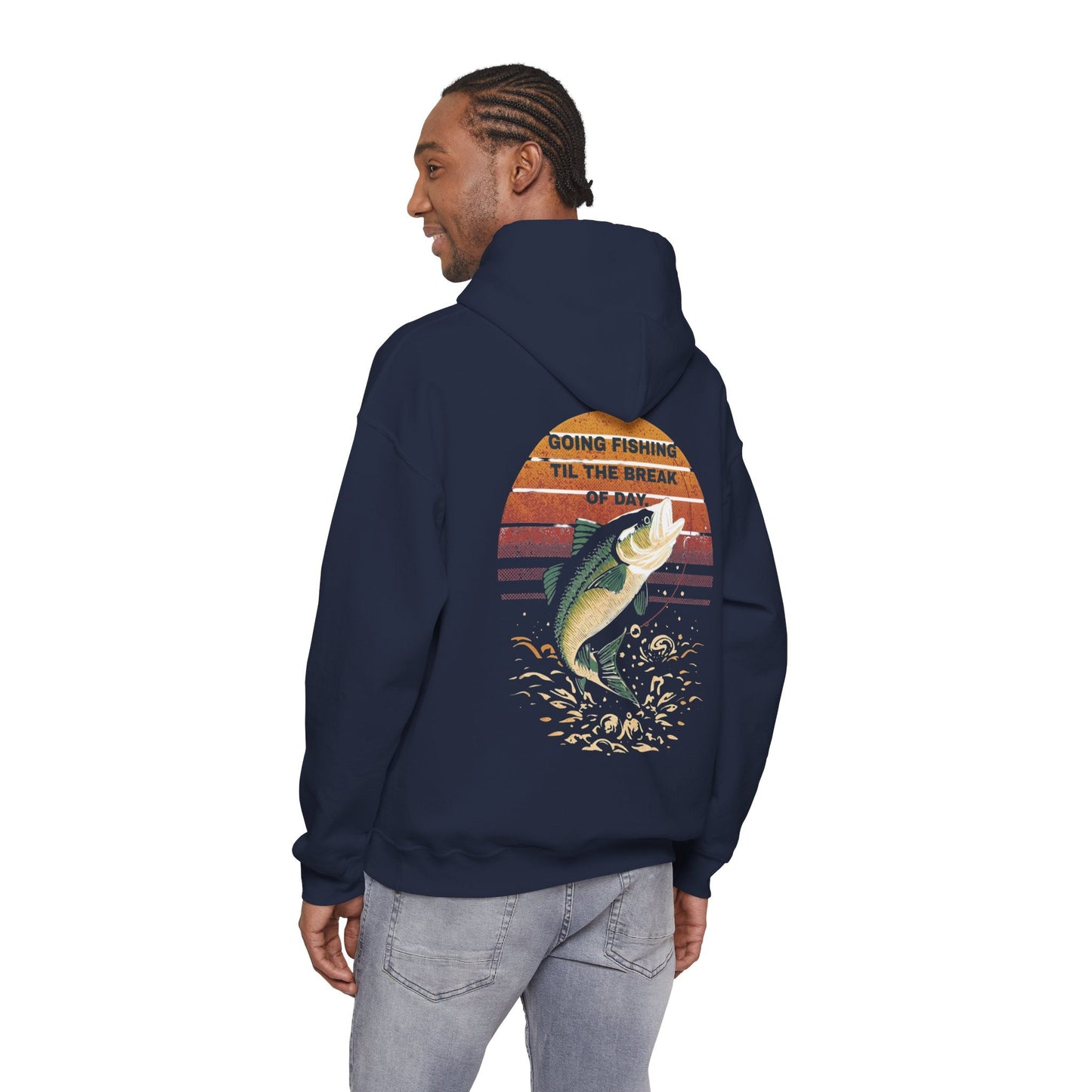 Fishing Hoodie Going Fishing Til The Break of Day Retro Look Graphic Sweatshirt - SJM Print Store