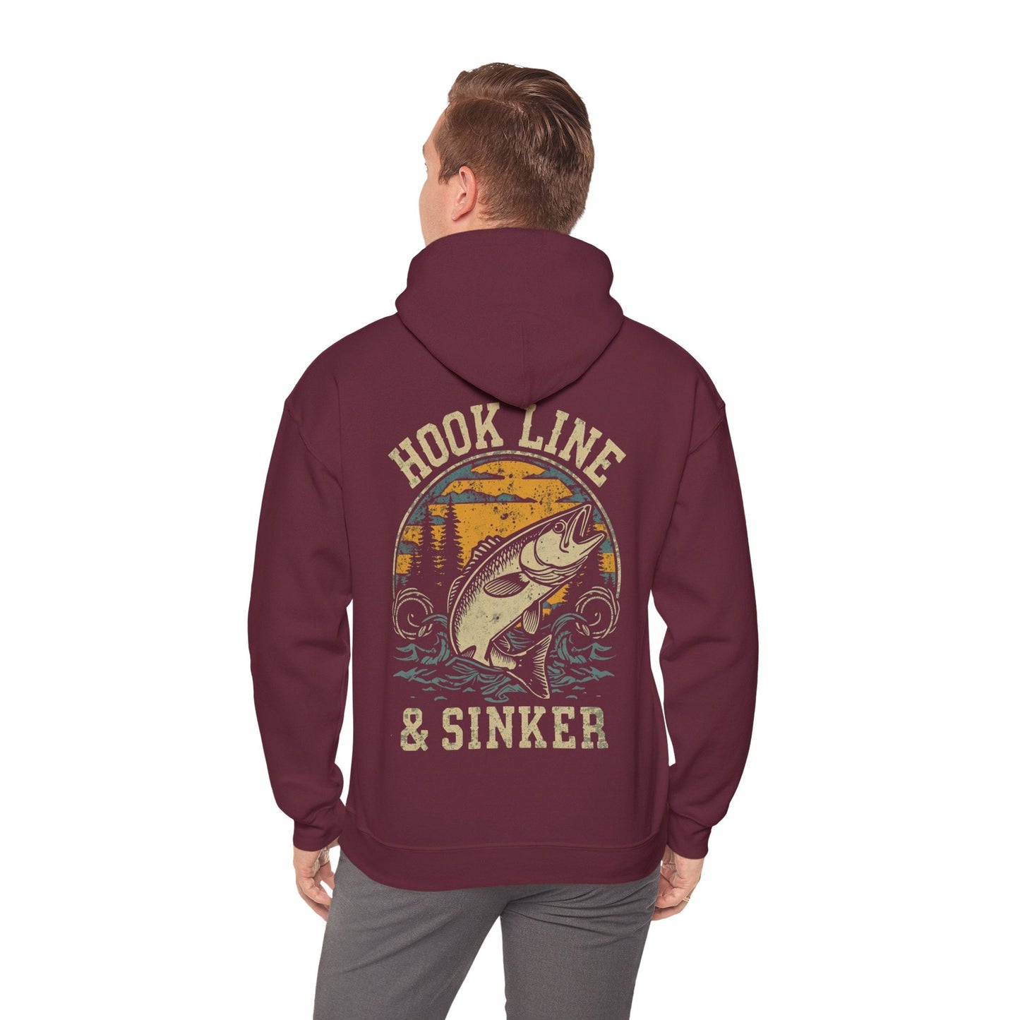 Fishing Hoodie Hook Line & Sinker Retro Look Fishing Hoodie - SJM Print Store