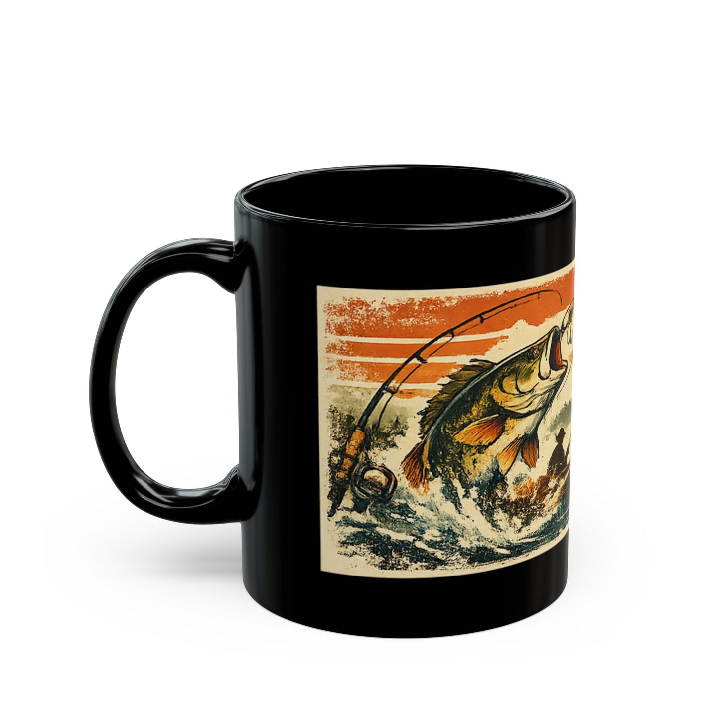 Fishing Mug Hooked on Action Vintage Outdoor Coffee Cup - SJM Print Store