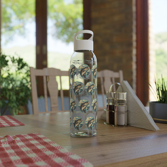 Fishing Pattern Water Bottle â€” Reusable Drinks Bottle with Fish Motif - SJM Print Store