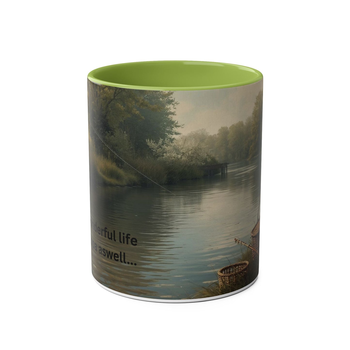 Fishing Scene Accent Mug with lifestyle Quote for Relaxation, - SJM Print Store