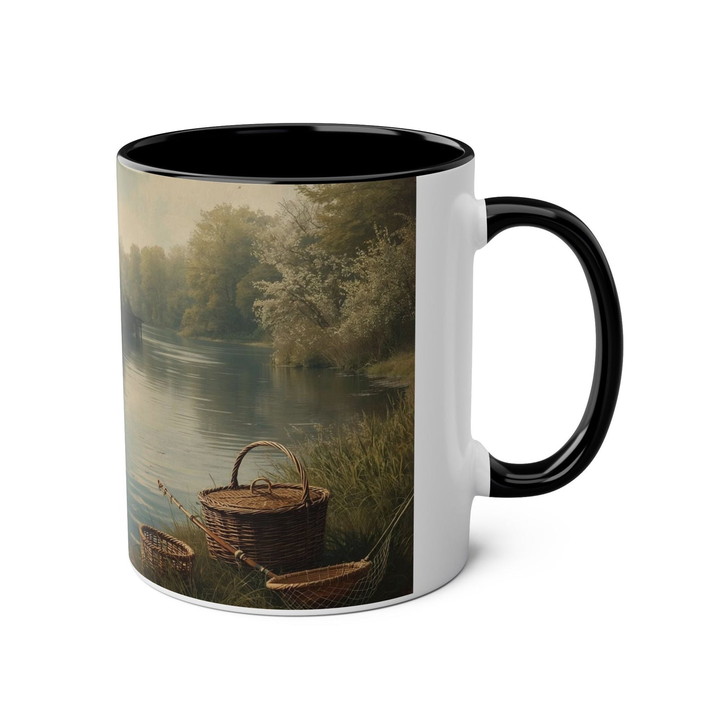 Fishing Scene Accent Mug with lifestyle Quote for Relaxation, - SJM Print Store