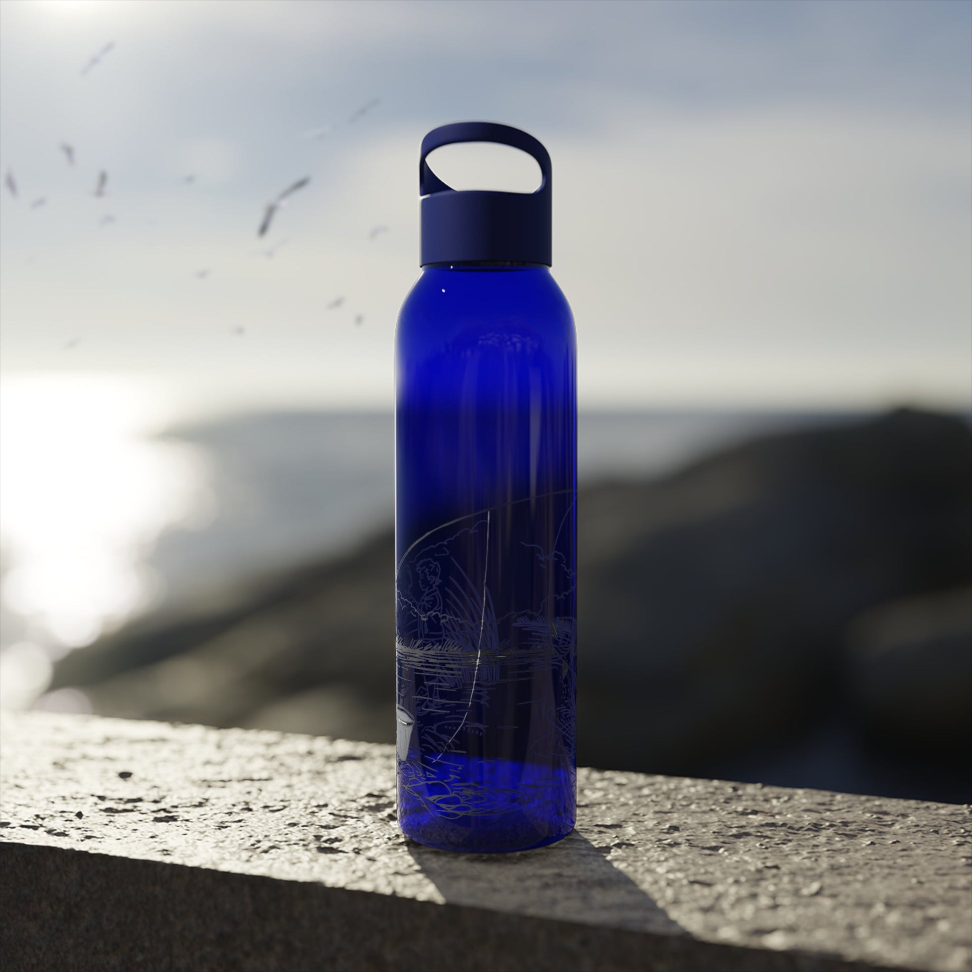 Fishing Sketch Water Bottle â€” Minimalist Scenic Bottle - SJM Print Store