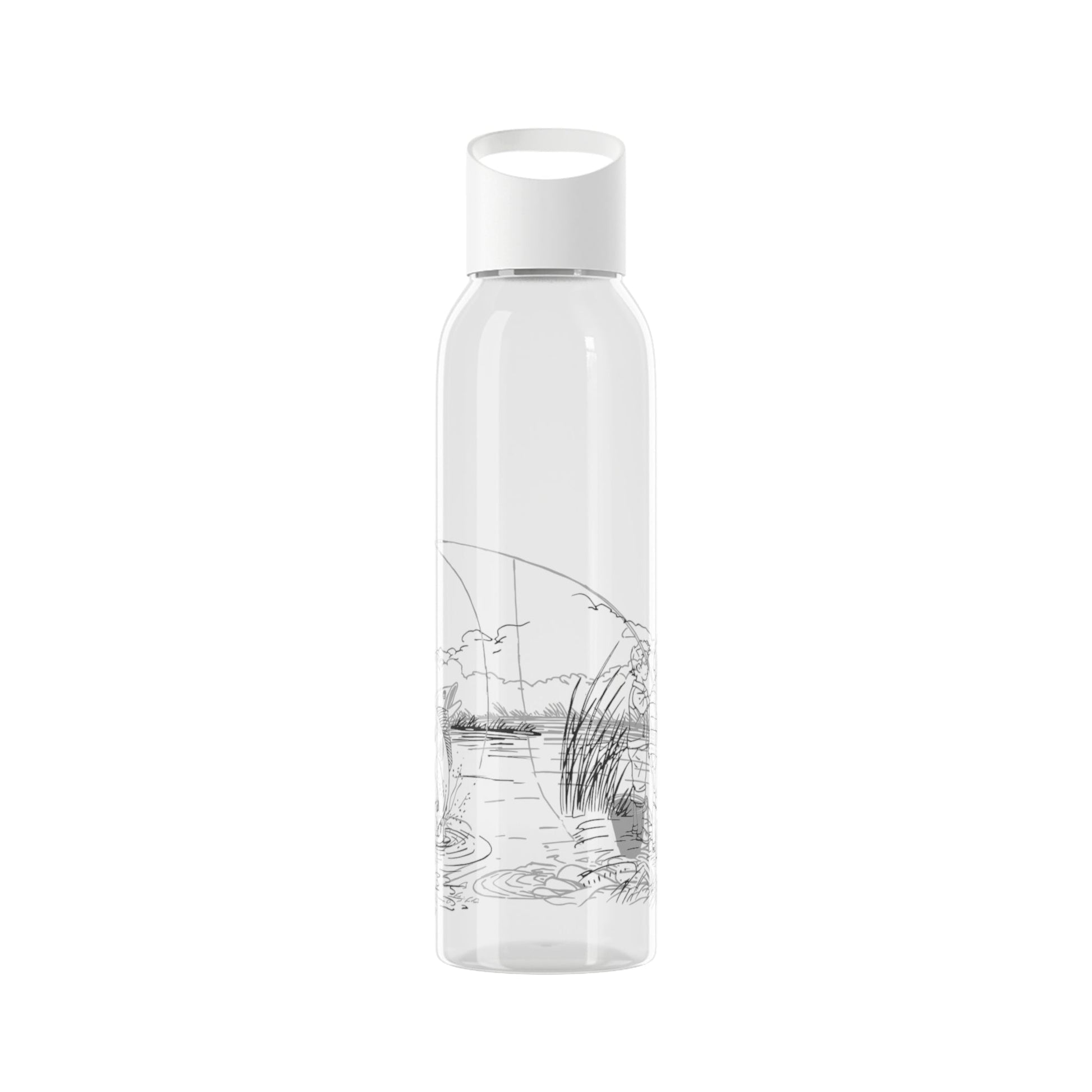 Fishing Sketch Water Bottle â€” Minimalist Scenic Bottle - SJM Print Store