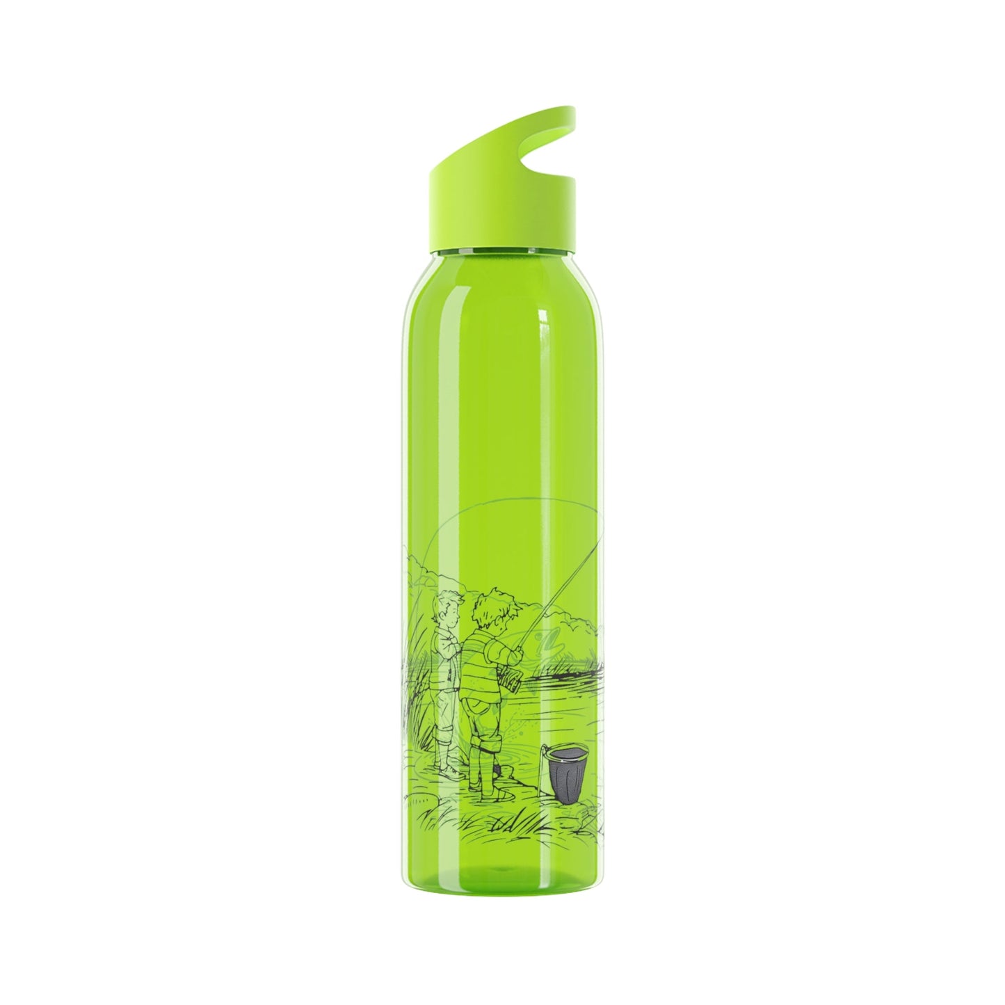 Fishing Sketch Water Bottle â€” Minimalist Scenic Bottle - SJM Print Store