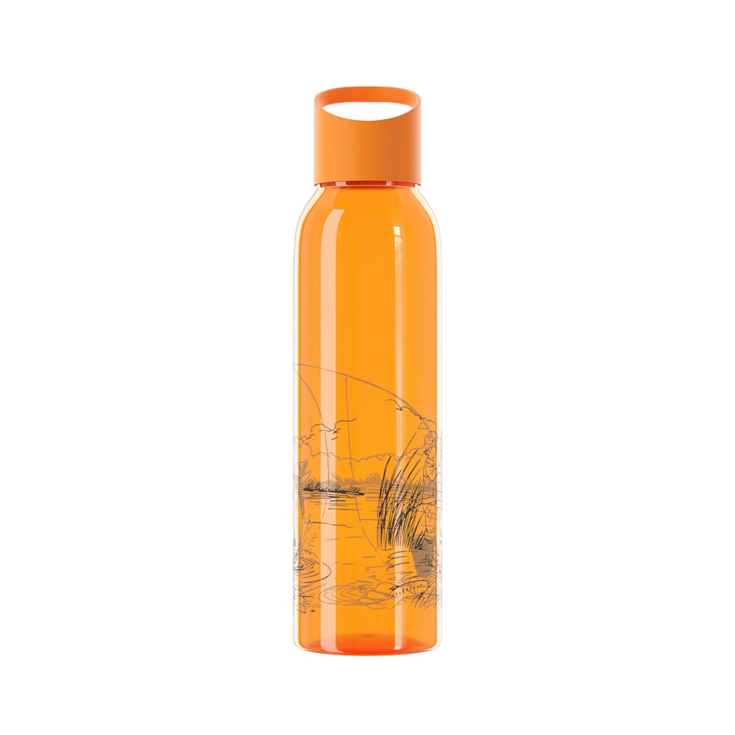 Fishing Sketch Water Bottle â€” Minimalist Scenic Bottle - SJM Print Store