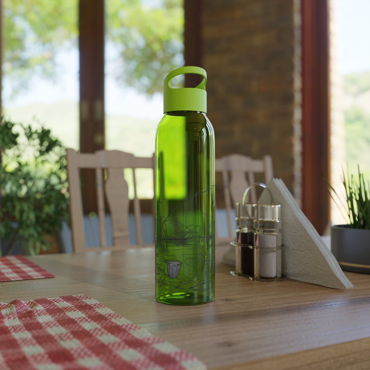 Fishing Sketch Water Bottle â€” Minimalist Scenic Bottle - SJM Print Store
