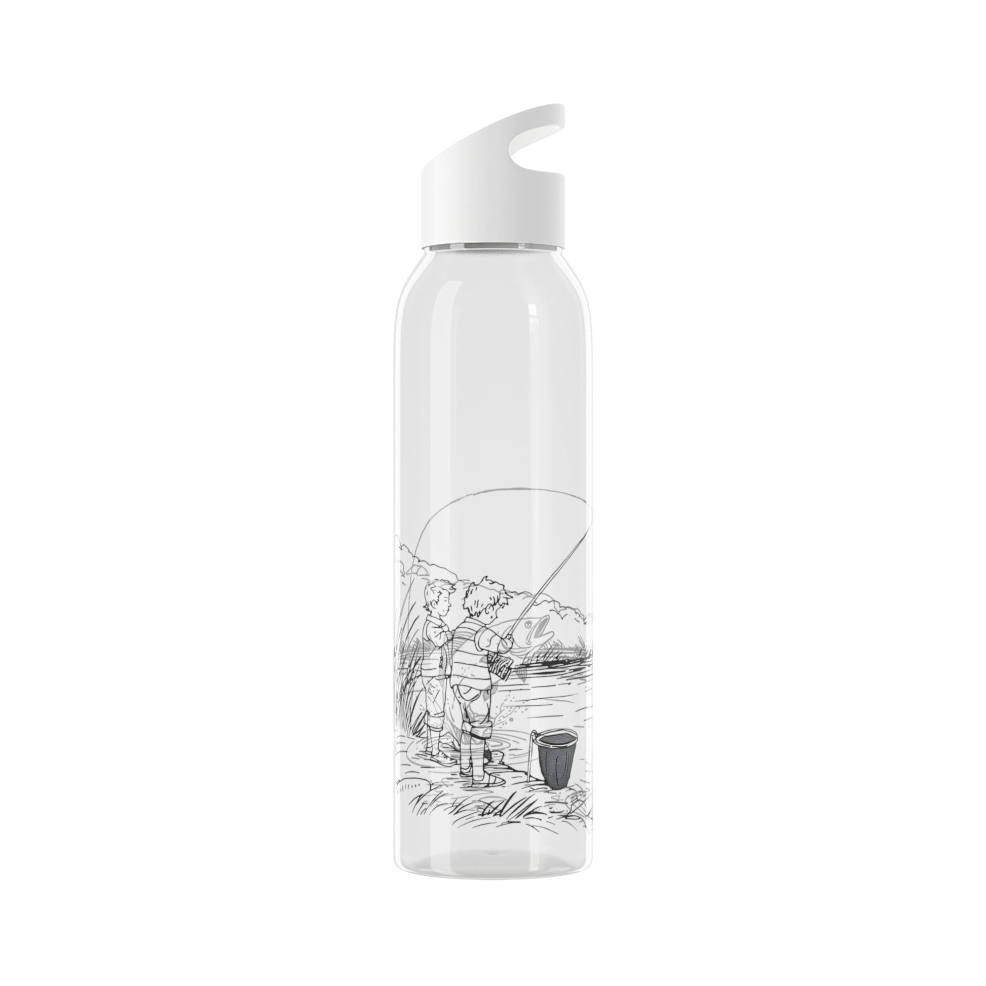 Fishing Sketch Water Bottle â€” Minimalist Scenic Bottle - SJM Print Store