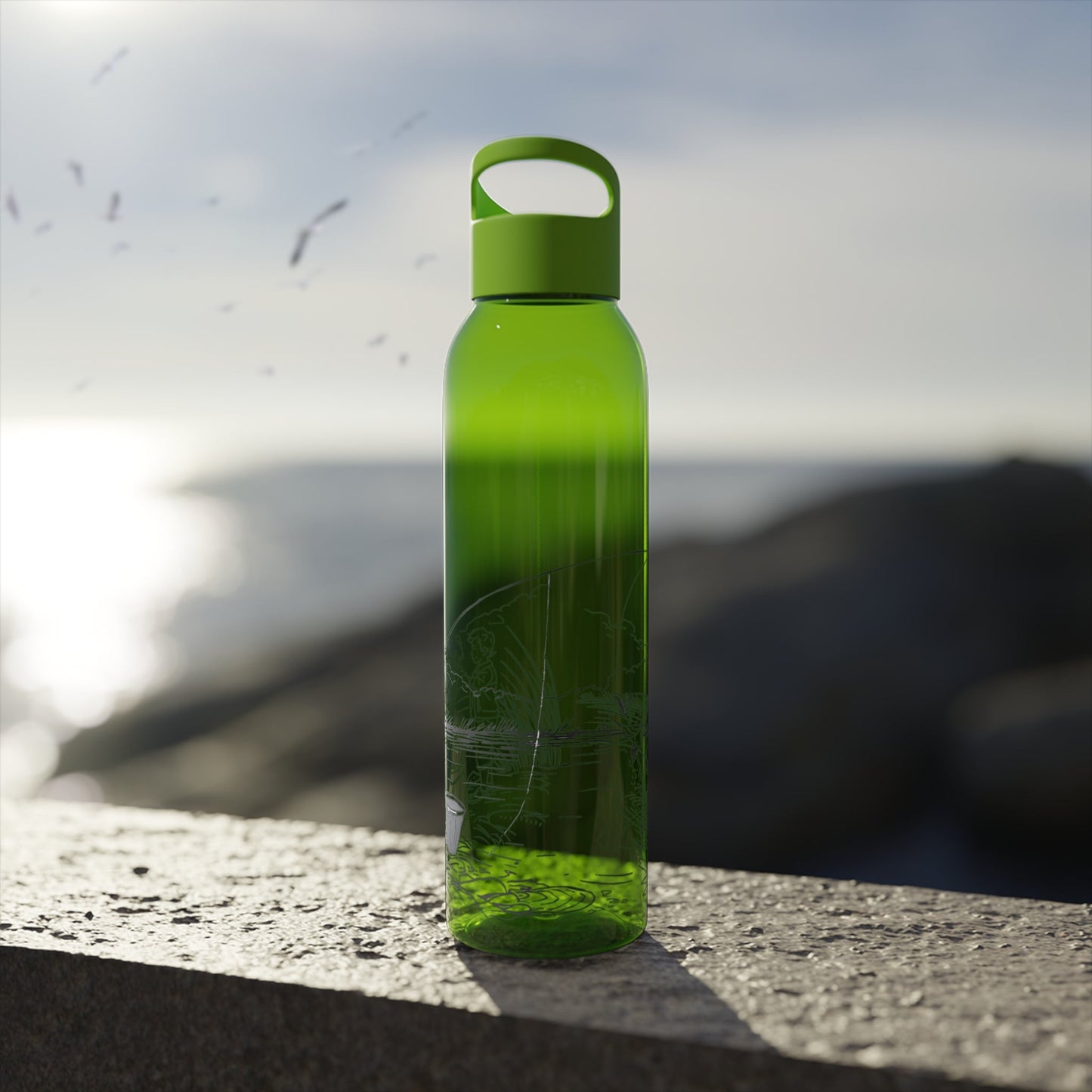 Fishing Sketch Water Bottle â€” Minimalist Scenic Bottle - SJM Print Store