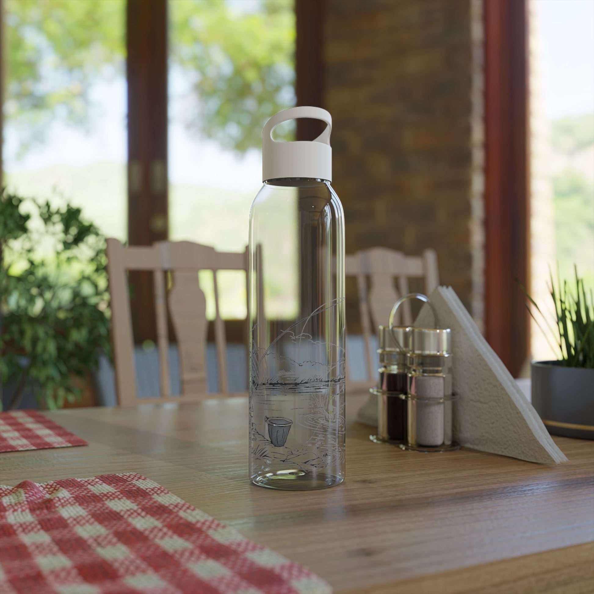 Fishing Sketch Water Bottle â€” Minimalist Scenic Bottle - SJM Print Store