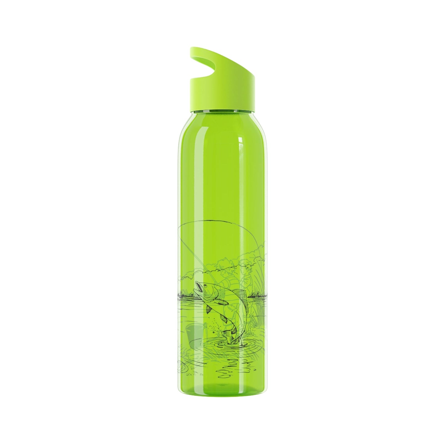 Fishing Sketch Water Bottle â€” Minimalist Scenic Bottle - SJM Print Store