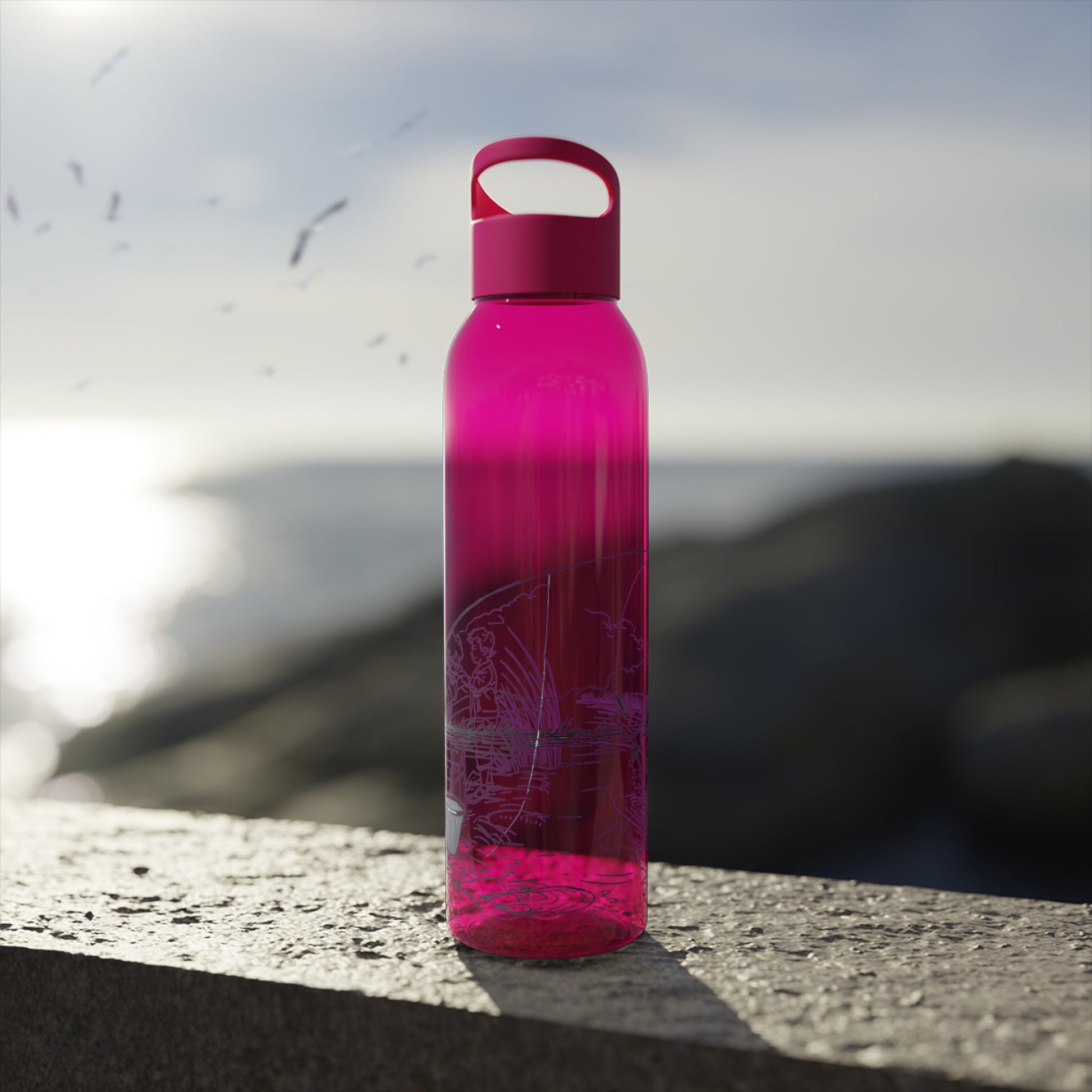 Fishing Sketch Water Bottle â€” Minimalist Scenic Bottle - SJM Print Store