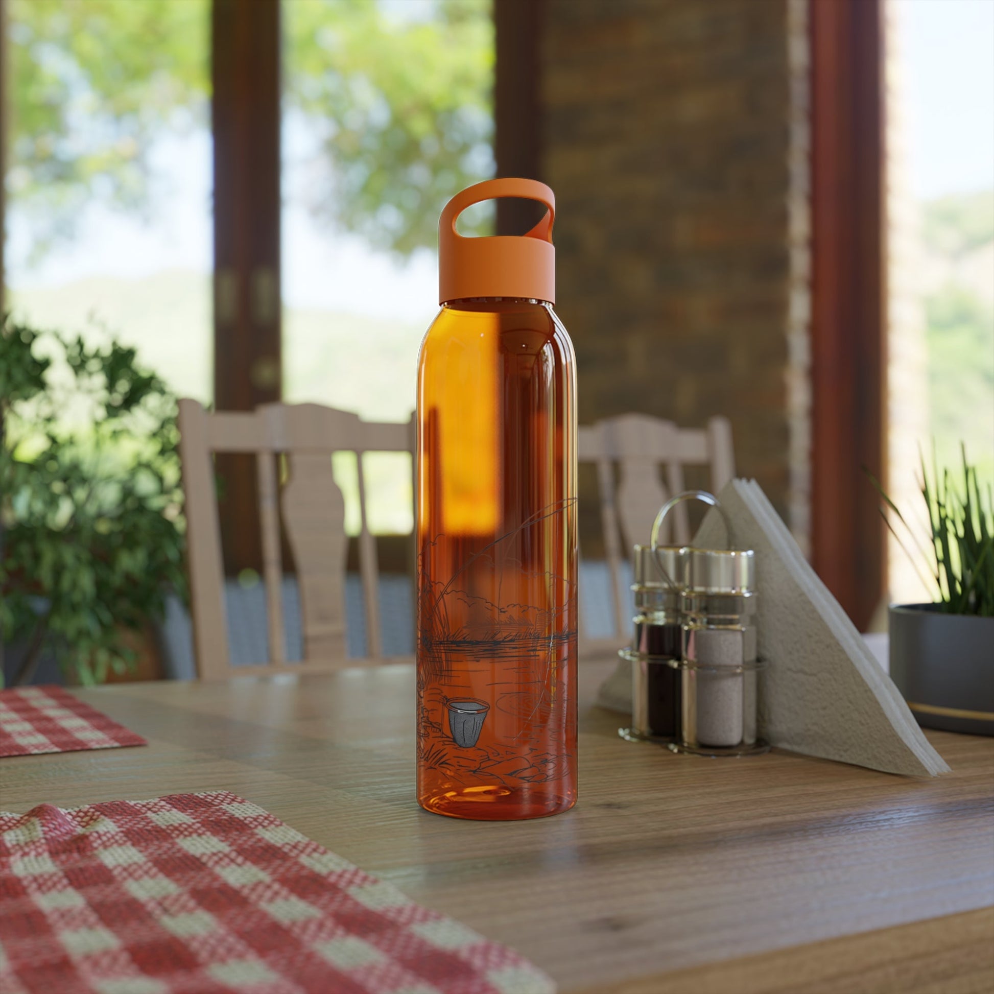 Fishing Sketch Water Bottle â€” Minimalist Scenic Bottle - SJM Print Store