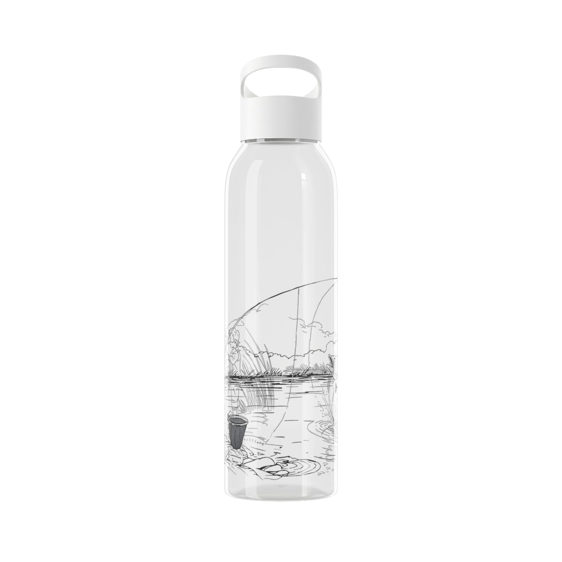 Fishing Sketch Water Bottle â€” Minimalist Scenic Bottle - SJM Print Store