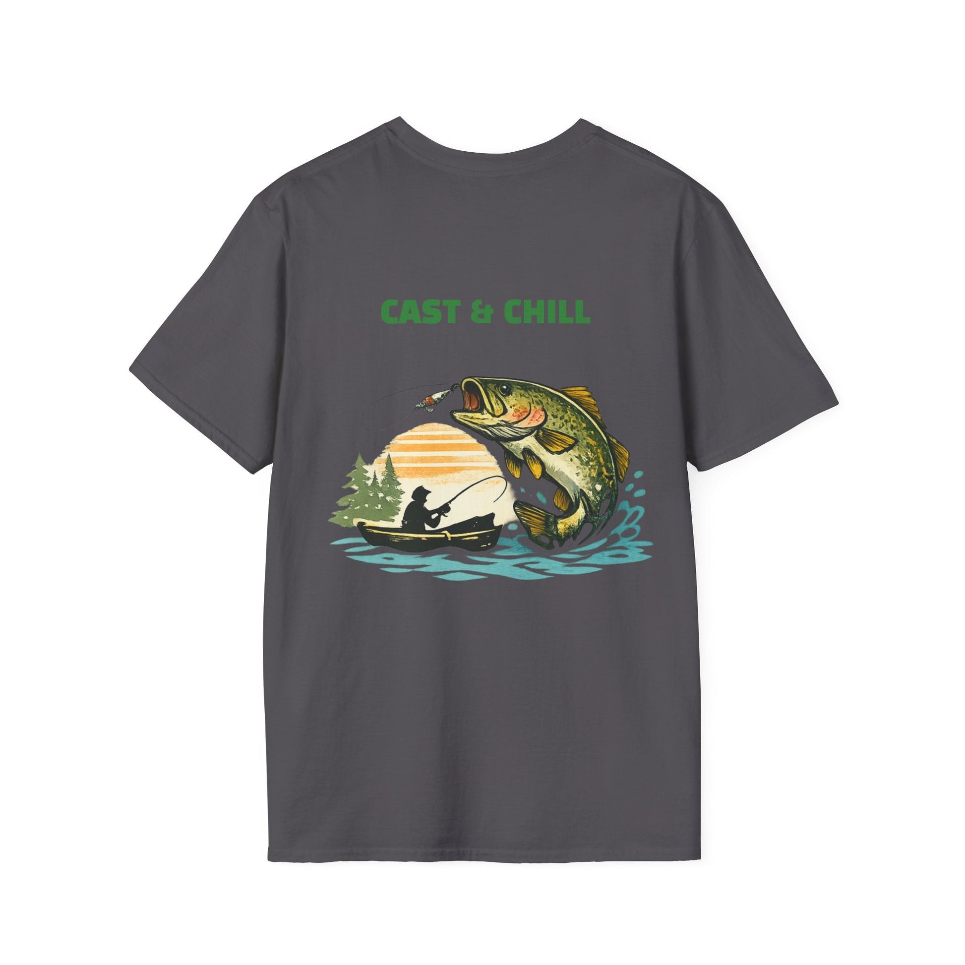 Fishing T-Shirt Cast & Chill Retro Graphic Tee - SJM Print Store
