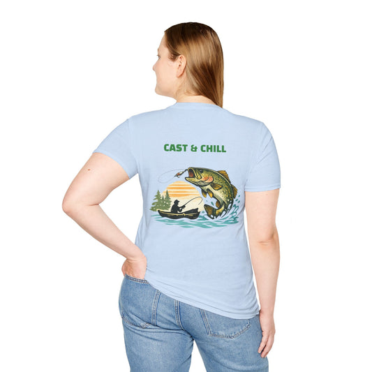 Fishing T-Shirt Cast & Chill Retro Graphic Tee - SJM Print Store