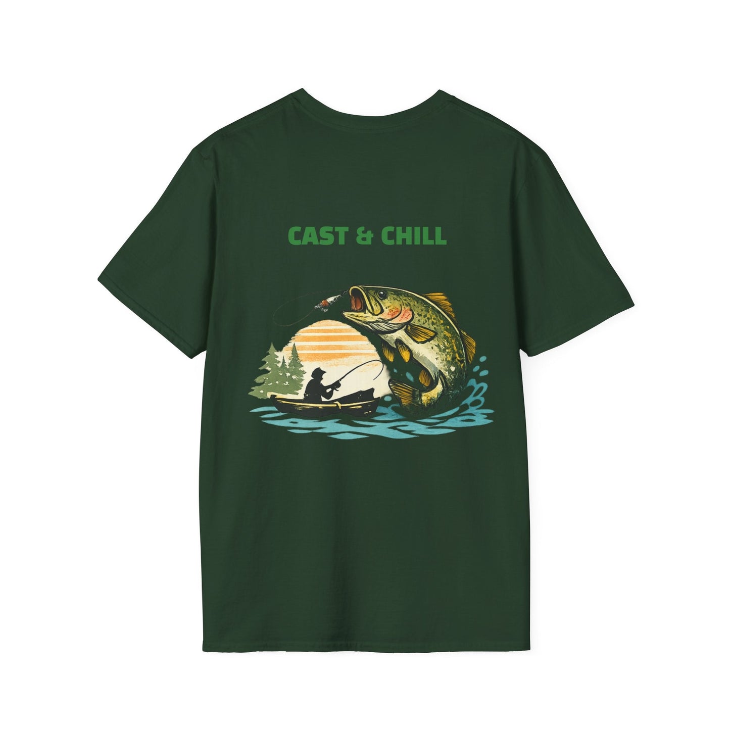 Fishing T-Shirt Cast & Chill Retro Graphic Tee - SJM Print Store