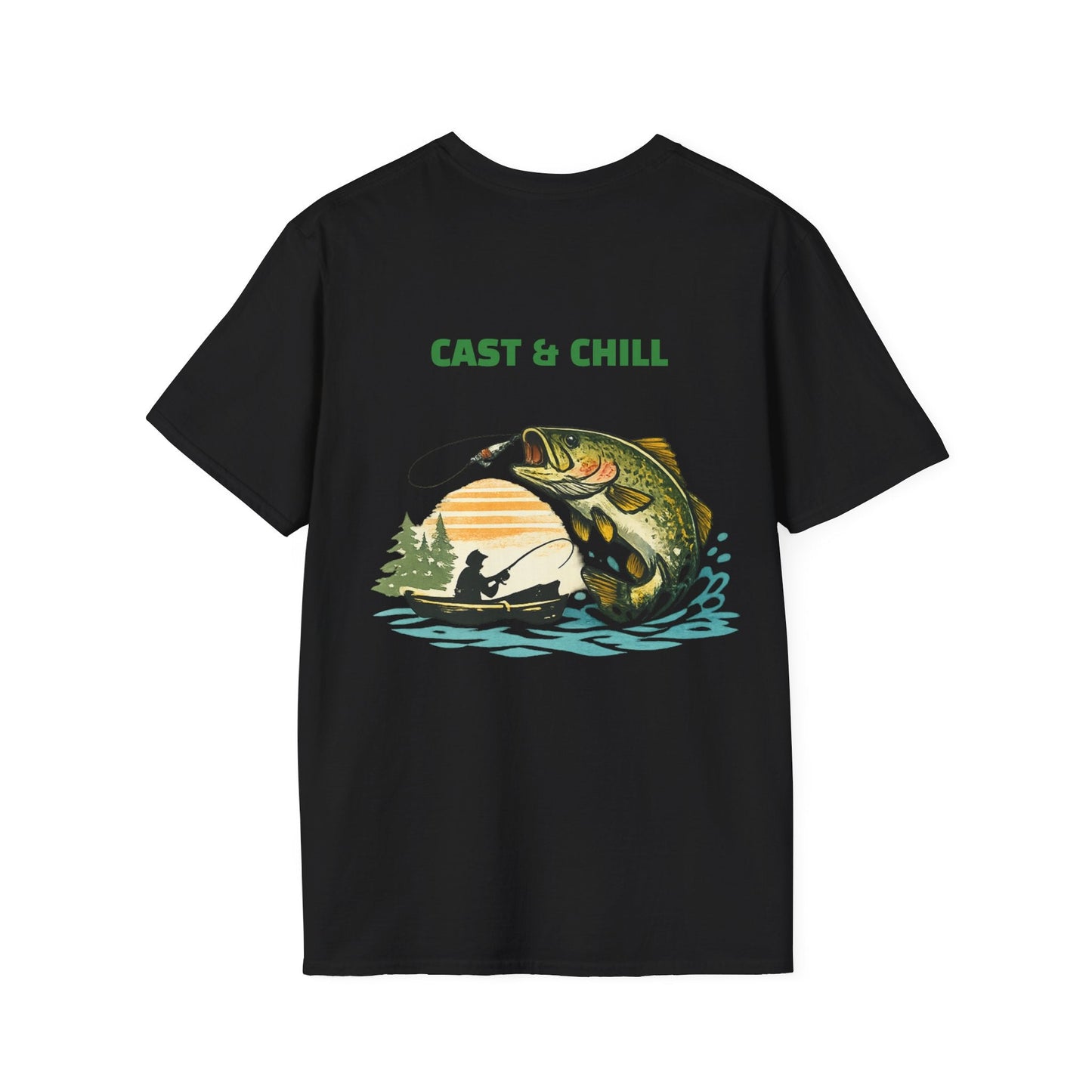 Fishing T-Shirt Cast & Chill Retro Graphic Tee - SJM Print Store