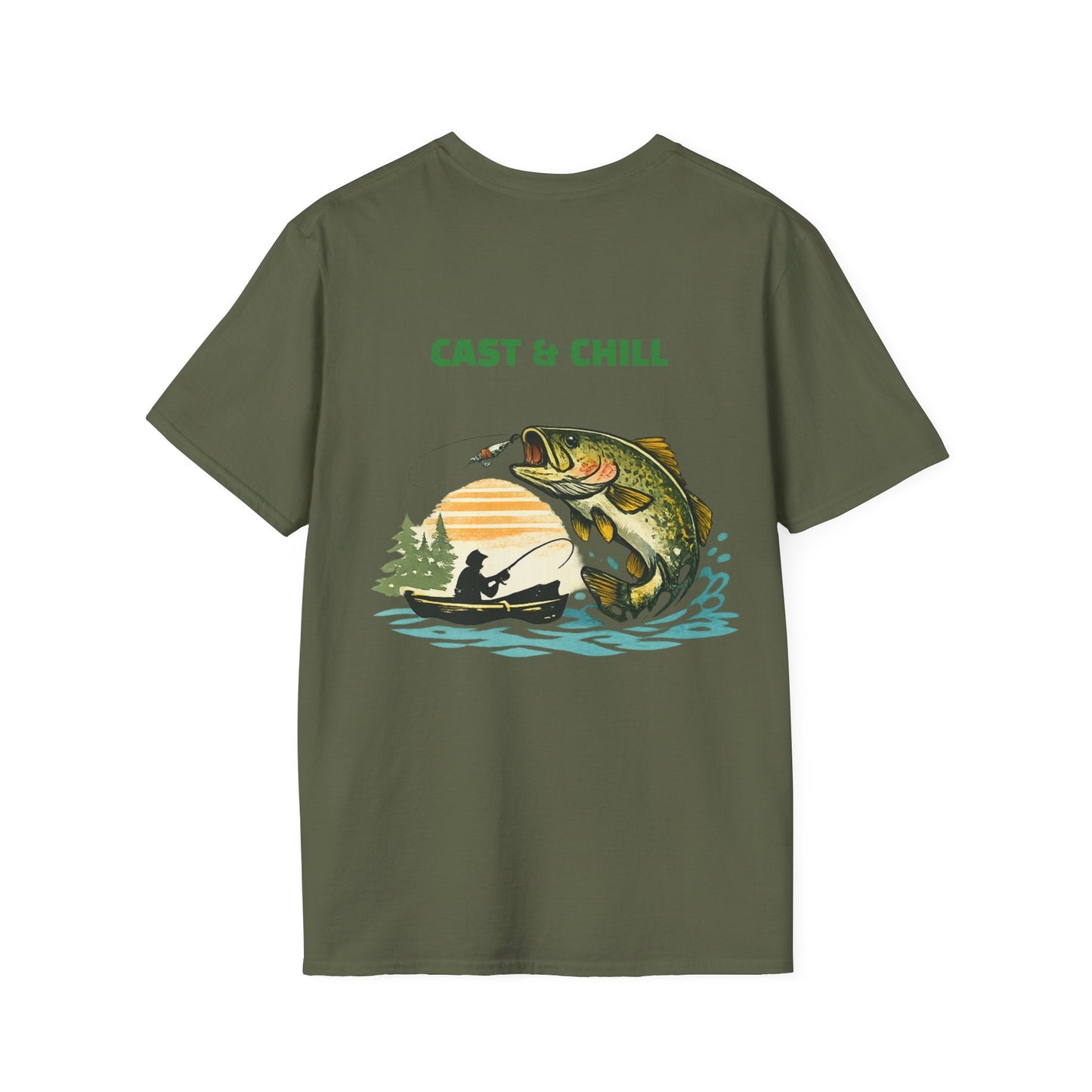 Fishing T-Shirt Cast & Chill Retro Graphic Tee - SJM Print Store