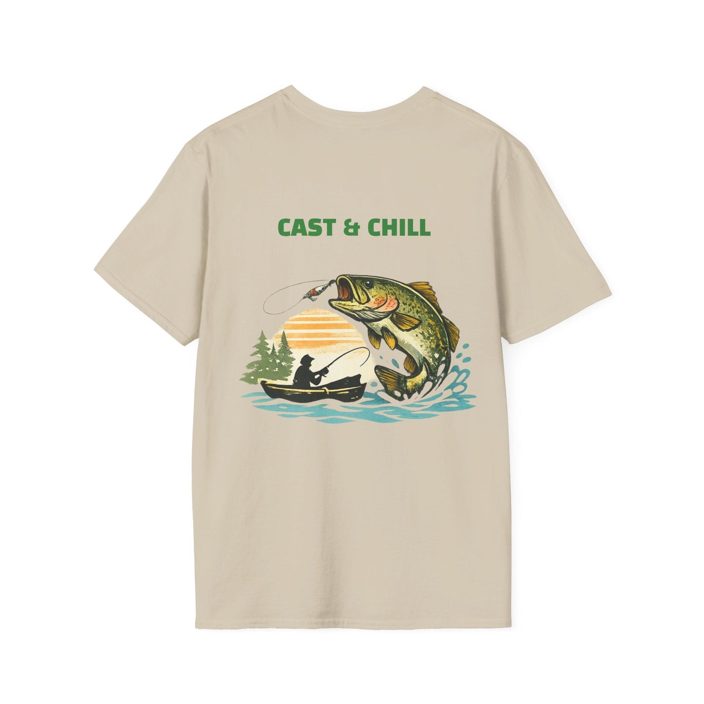 Fishing T-Shirt Cast & Chill Retro Graphic Tee - SJM Print Store