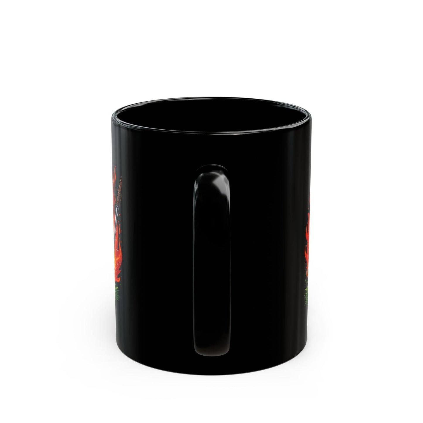 Flaming Golf Ball Black Mug Golfer Cup Fire Golf Tee Design - SJM Print Store