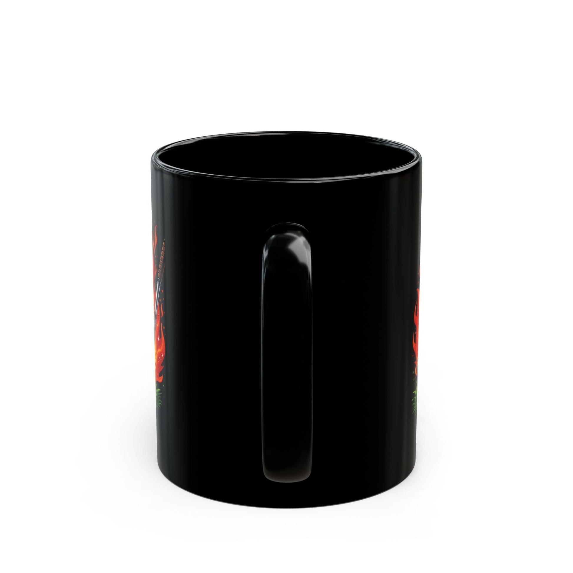 Flaming Golf Ball Black Mug Golfer Cup Fire Golf Tee Design - SJM Print Store