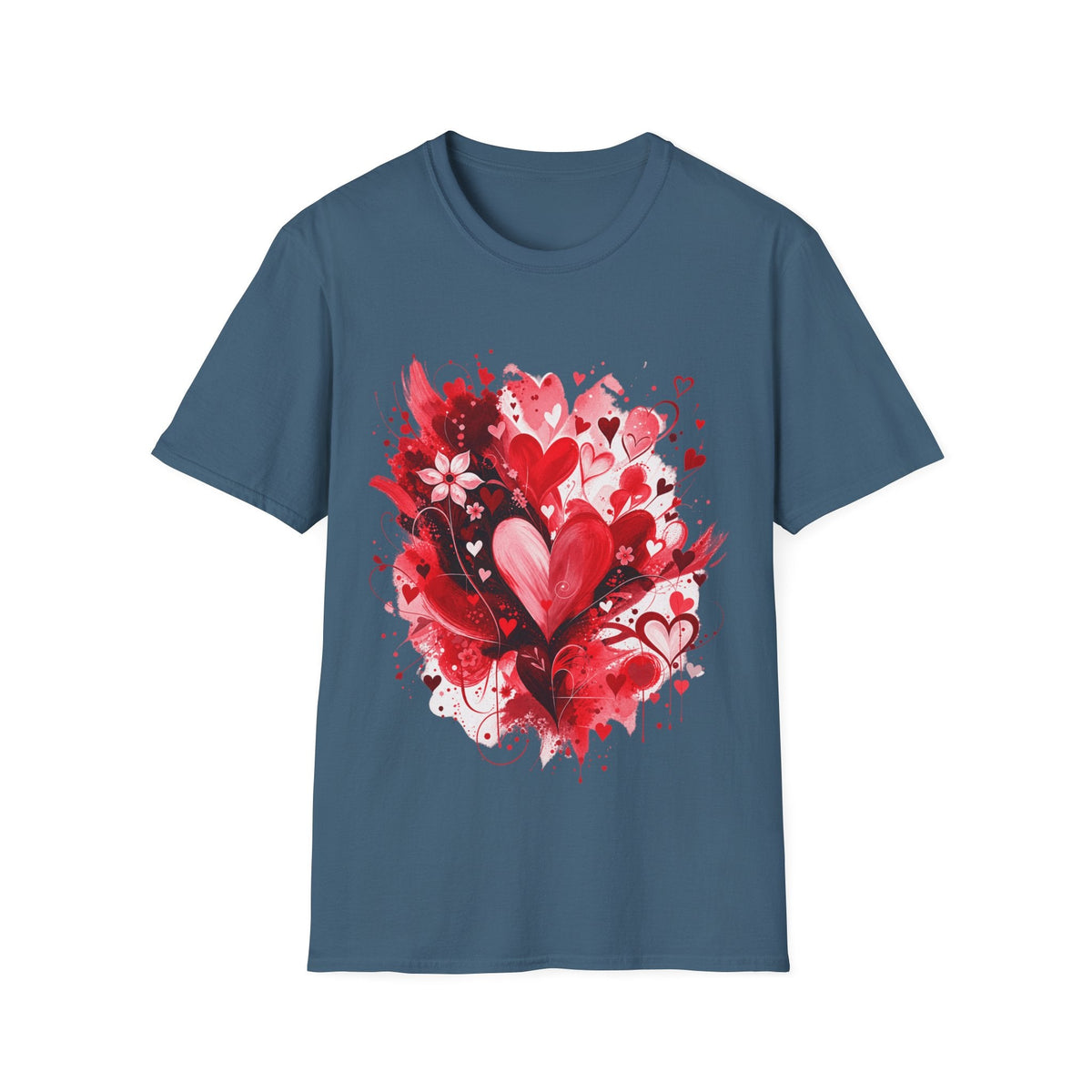 Floral Hearts T-Shirt | Red Heart & Floral Graphic Tee - SJM Print Store