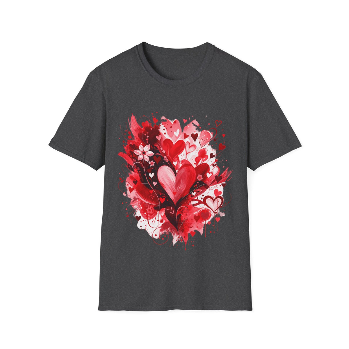 Floral Hearts T-Shirt | Red Heart & Floral Graphic Tee - SJM Print Store