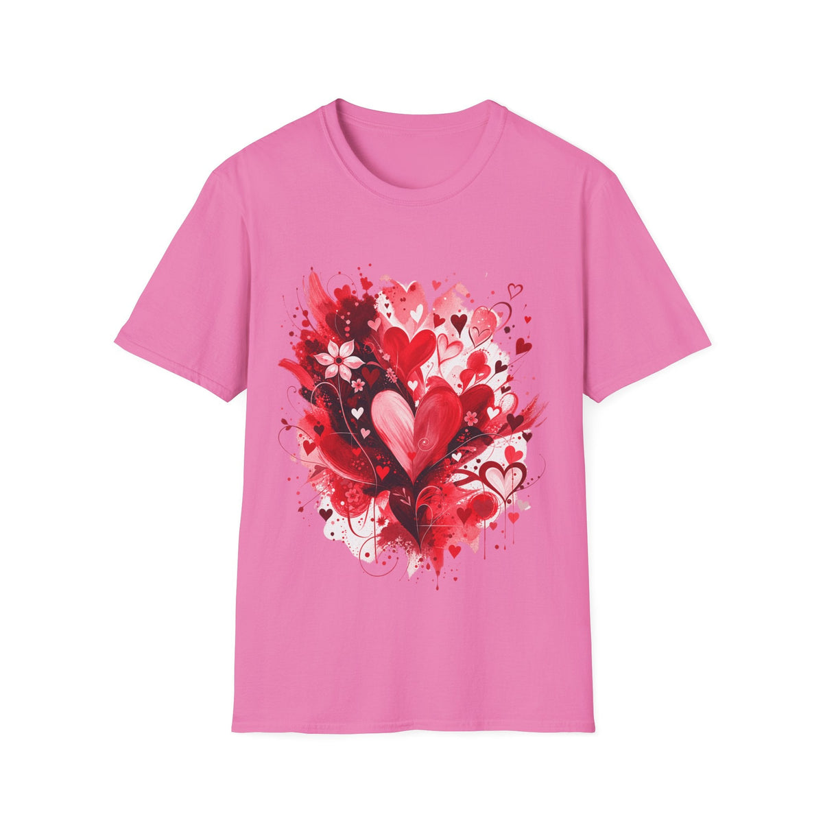 Floral Hearts T-Shirt | Red Heart & Floral Graphic Tee - SJM Print Store