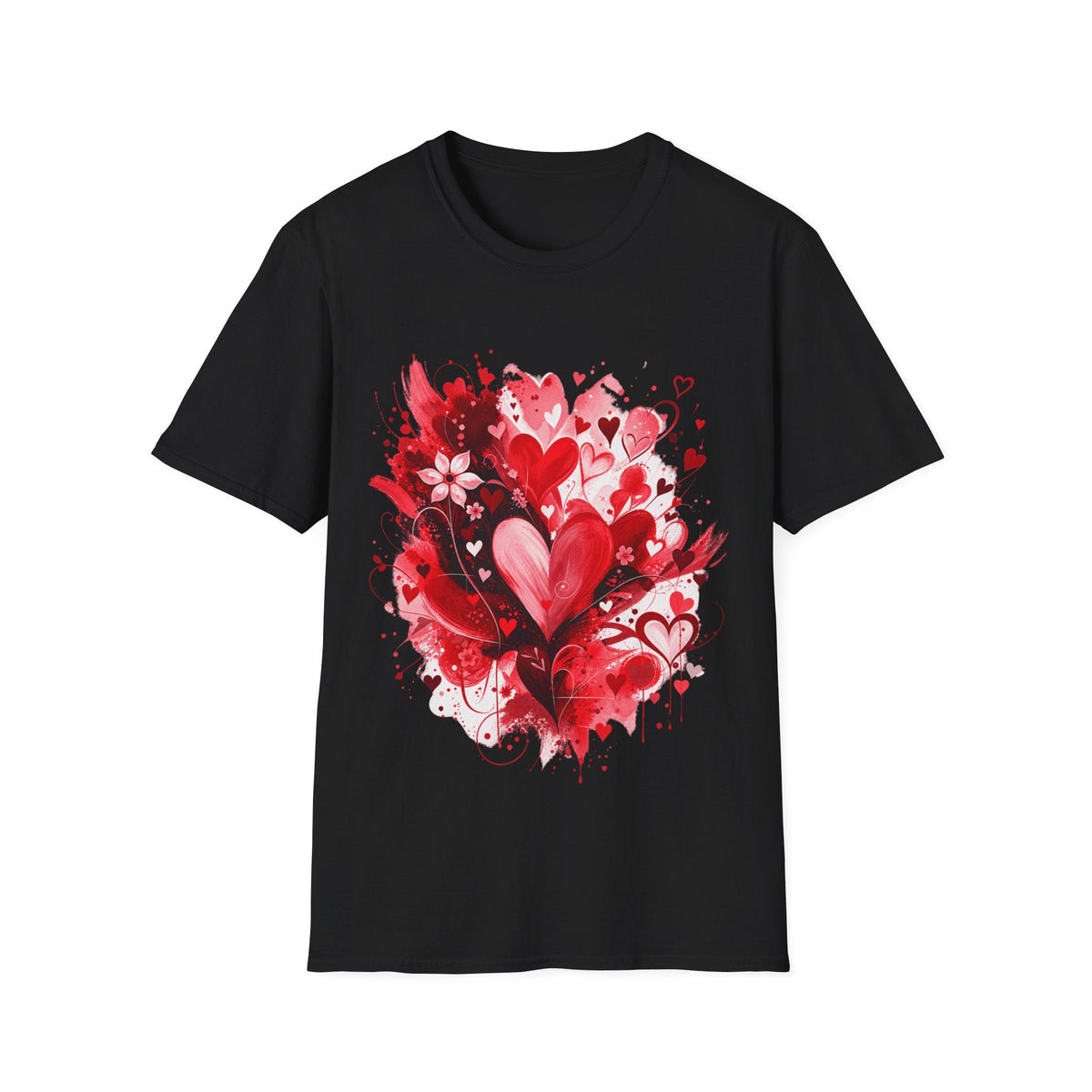 Floral Hearts T-Shirt | Red Heart & Floral Graphic Tee - SJM Print Store