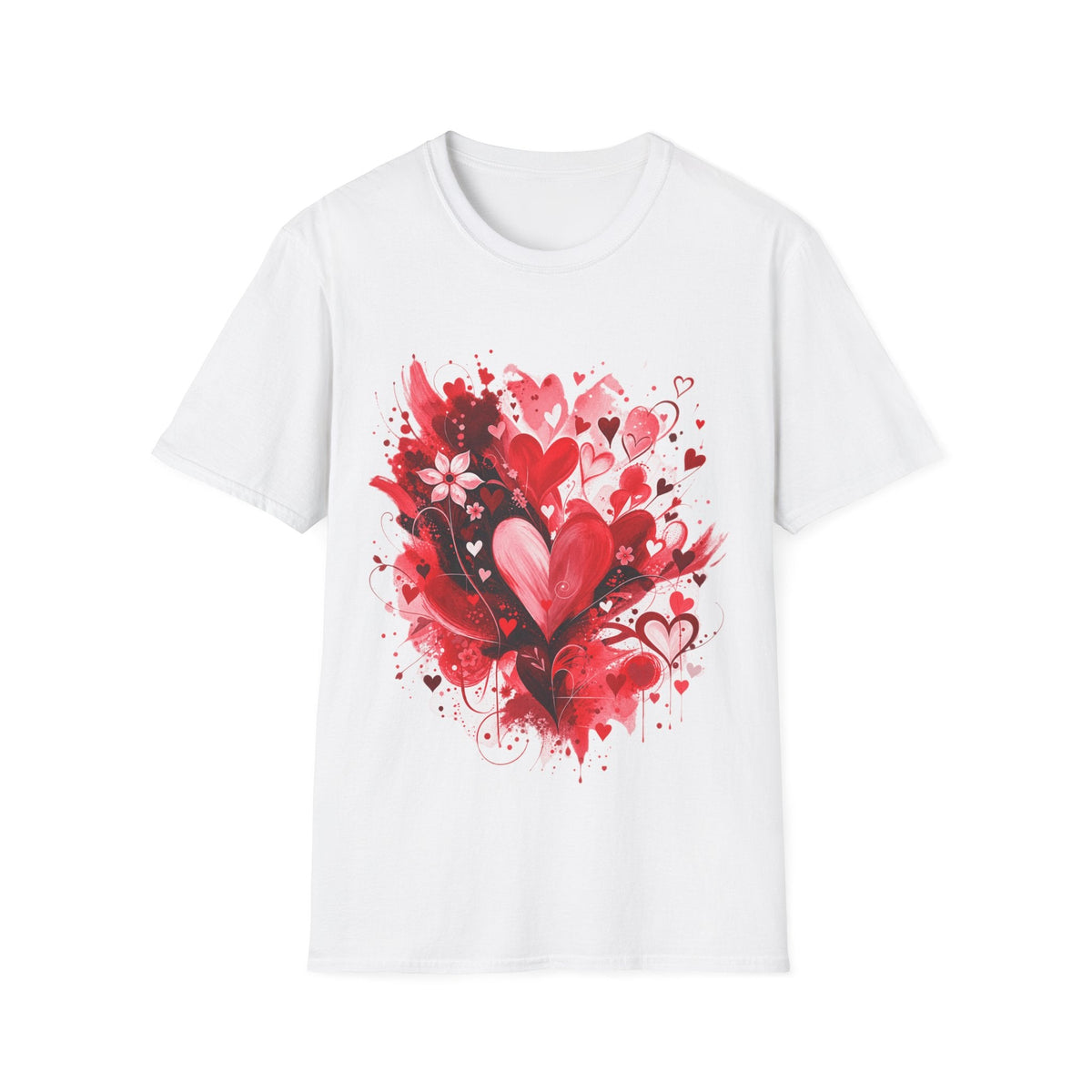 Floral Hearts T-Shirt | Red Heart & Floral Graphic Tee - SJM Print Store