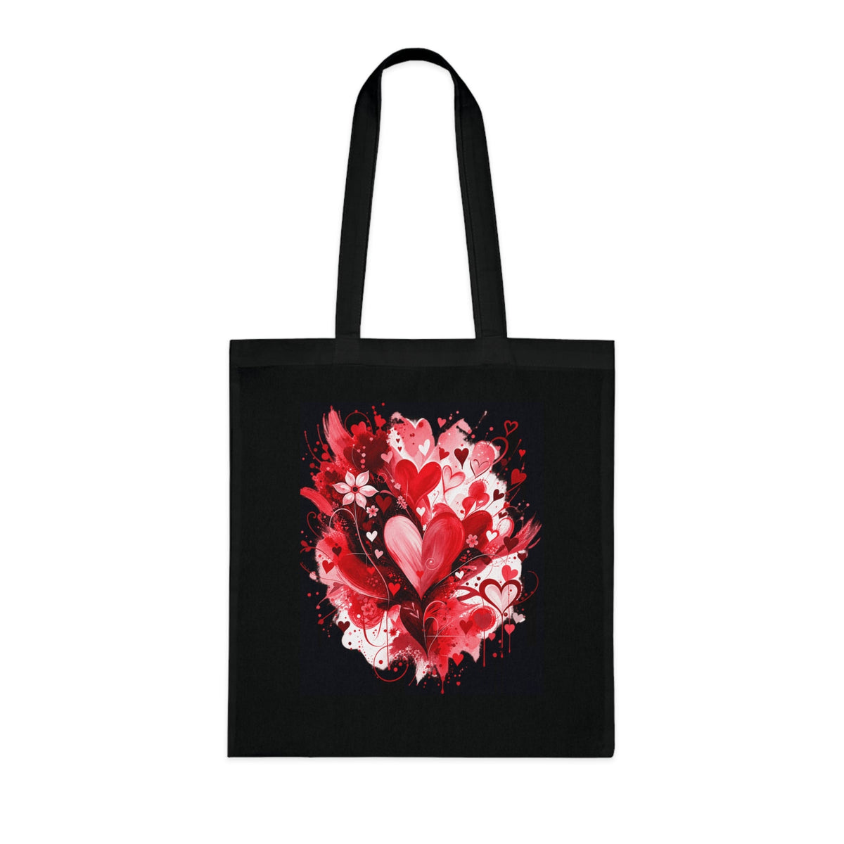 Floral Hearts Tote Bag | Heart & Floral Shopper - SJM Print Store