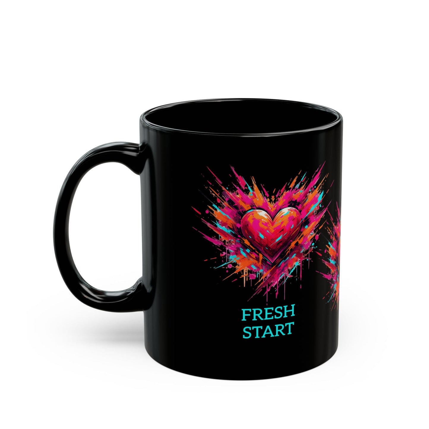 Fresh Start Fearless Heart Black Coffee Mug | Inspirational Ceramic Mug | Positive Mindset Gift | Gifts & Lifestyle - SJM Print Store