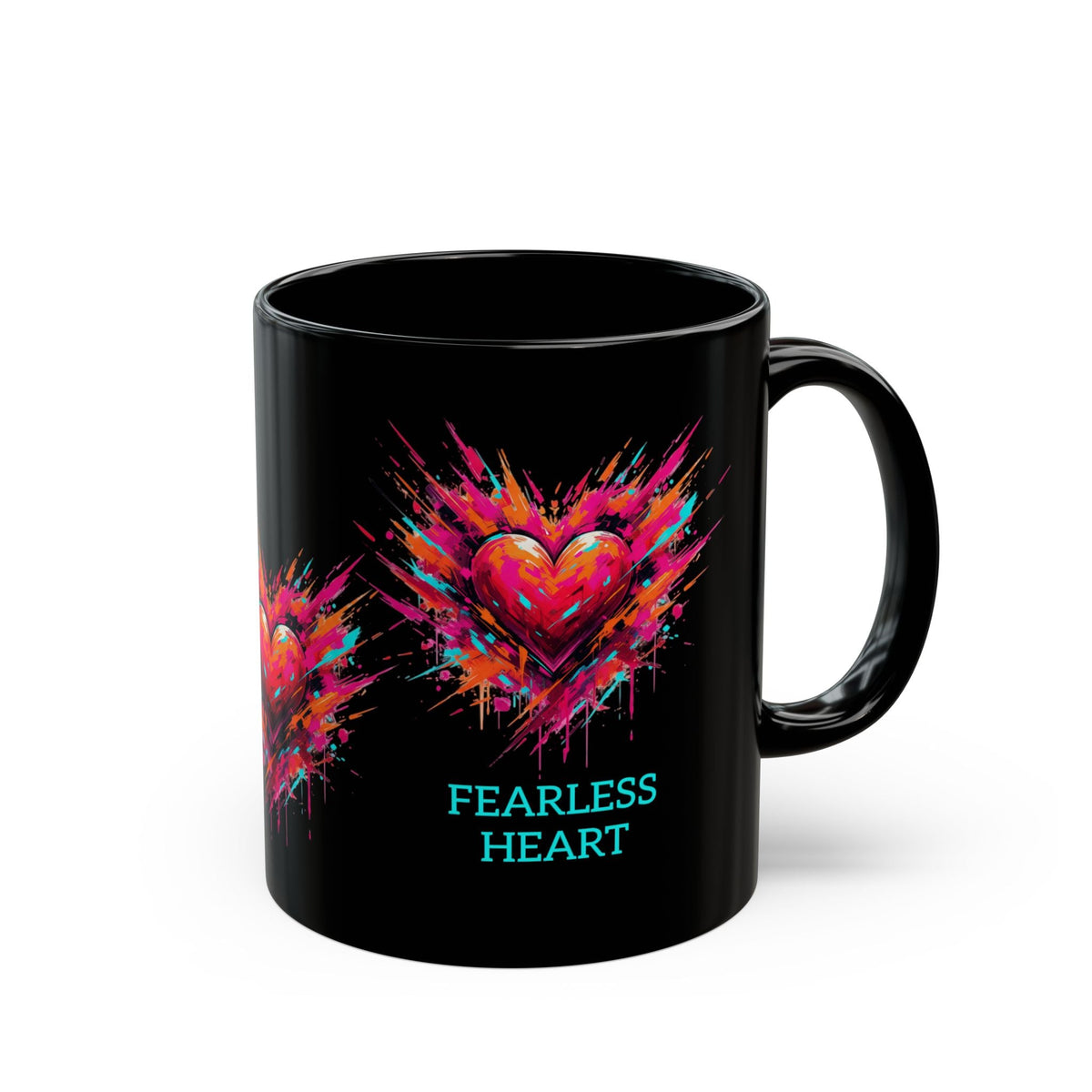 Fresh Start Fearless Heart Black Coffee Mug | Inspirational Ceramic Mug | Positive Mindset Gift | Gifts & Lifestyle - SJM Print Store