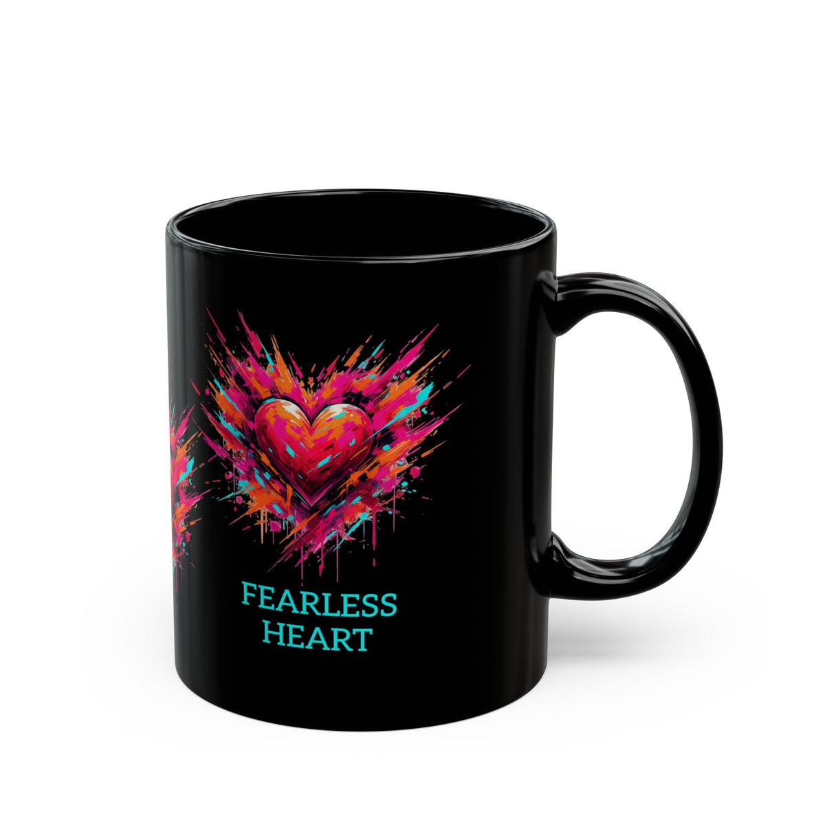 Fresh Start Fearless Heart Black Coffee Mug | Inspirational Ceramic Mug | Positive Mindset Gift | Gifts & Lifestyle - SJM Print Store