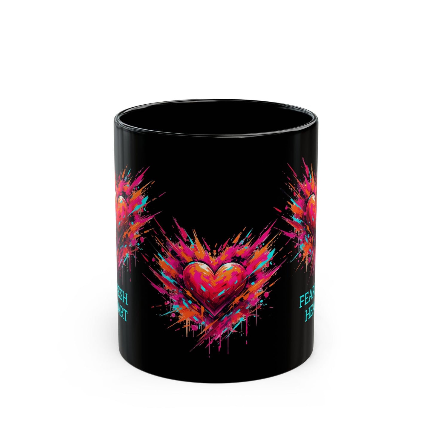 Fresh Start Fearless Heart Black Coffee Mug | Inspirational Ceramic Mug | Positive Mindset Gift | Gifts & Lifestyle - SJM Print Store