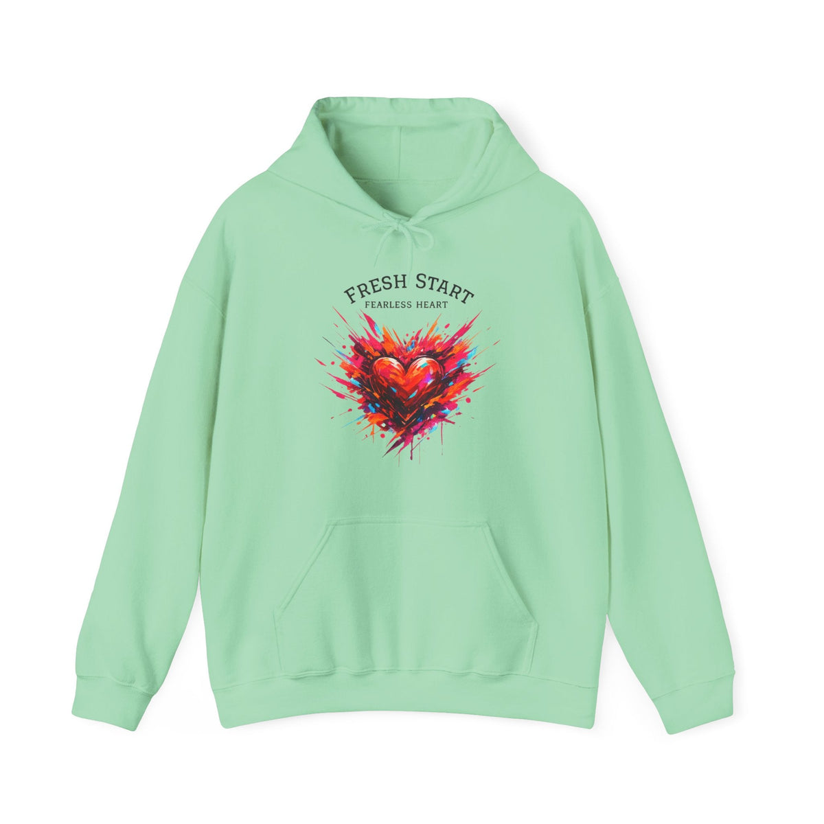 Fresh Start Fearless Heart Hoodie | Inspirational Pullover Hoodie | Positive Mindset Sweatshirt | Gifts & Lifestyle - SJM Print Store