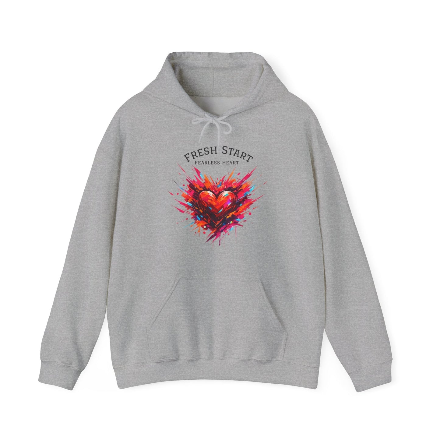 Fresh Start Fearless Heart Hoodie | Inspirational Pullover Hoodie | Positive Mindset Sweatshirt | Gifts & Lifestyle - SJM Print Store