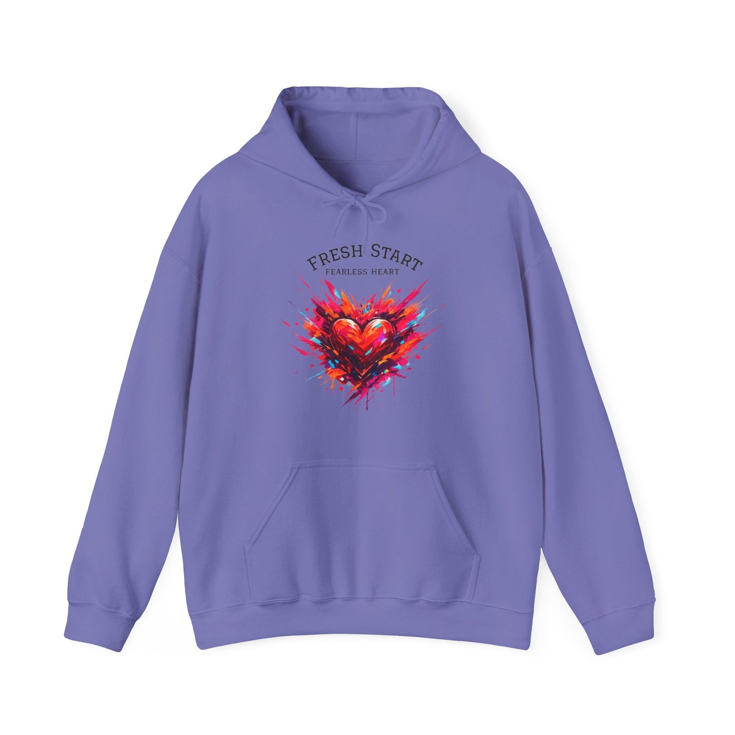 Fresh Start Fearless Heart Hoodie | Inspirational Pullover Hoodie | Positive Mindset Sweatshirt | Gifts & Lifestyle - SJM Print Store