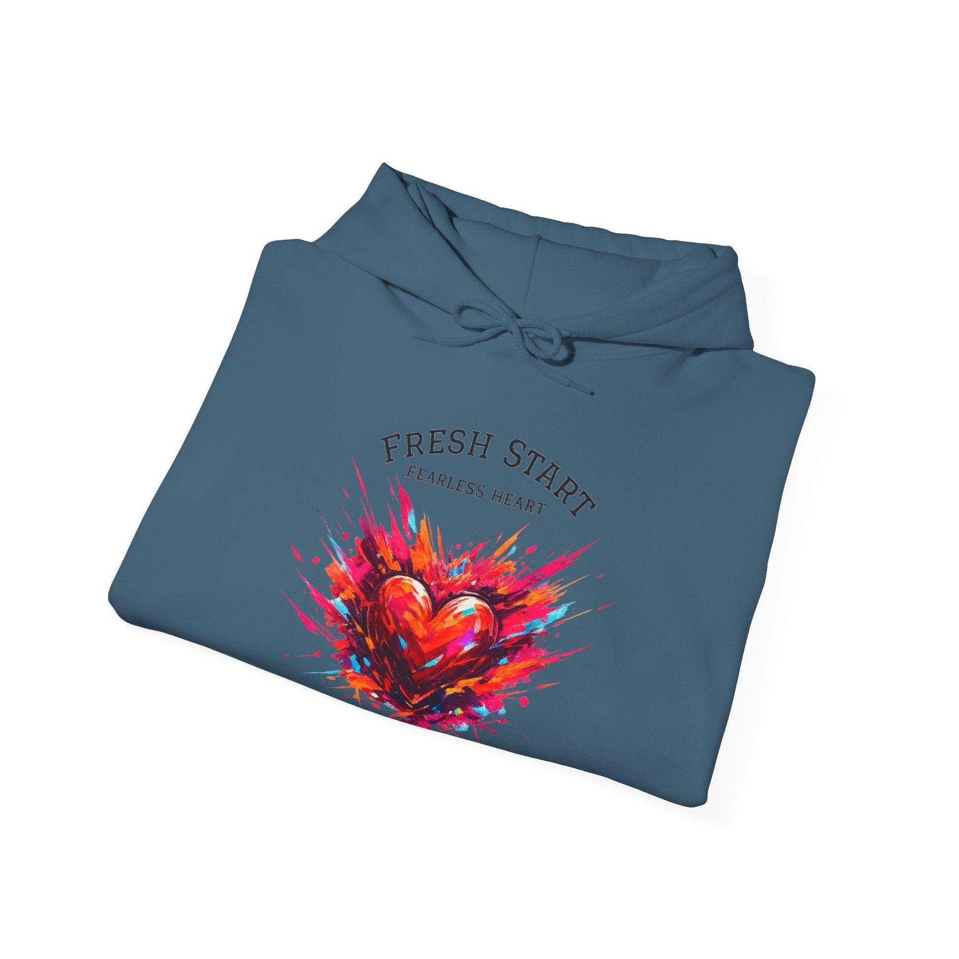 Fresh Start Fearless Heart Hoodie | Inspirational Pullover Hoodie | Positive Mindset Sweatshirt | Gifts & Lifestyle - SJM Print Store