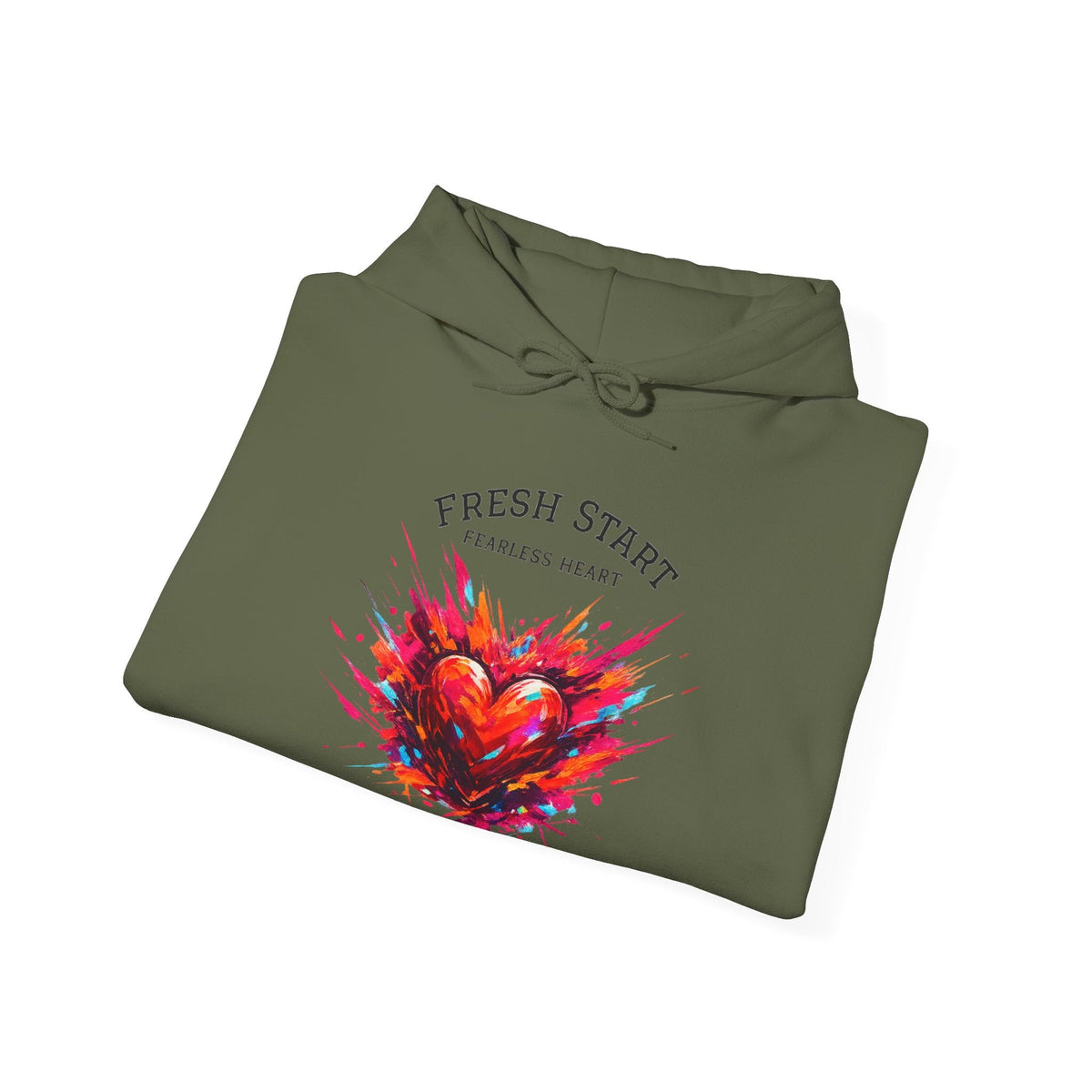 Fresh Start Fearless Heart Hoodie | Inspirational Pullover Hoodie | Positive Mindset Sweatshirt | Gifts & Lifestyle - SJM Print Store