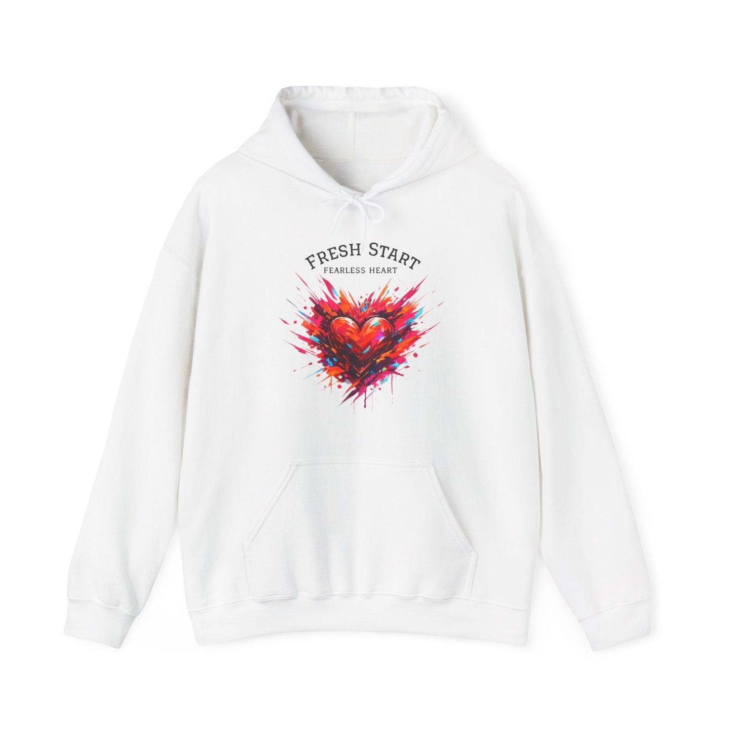 Fresh Start Fearless Heart Hoodie | Inspirational Pullover Hoodie | Positive Mindset Sweatshirt | Gifts & Lifestyle - SJM Print Store