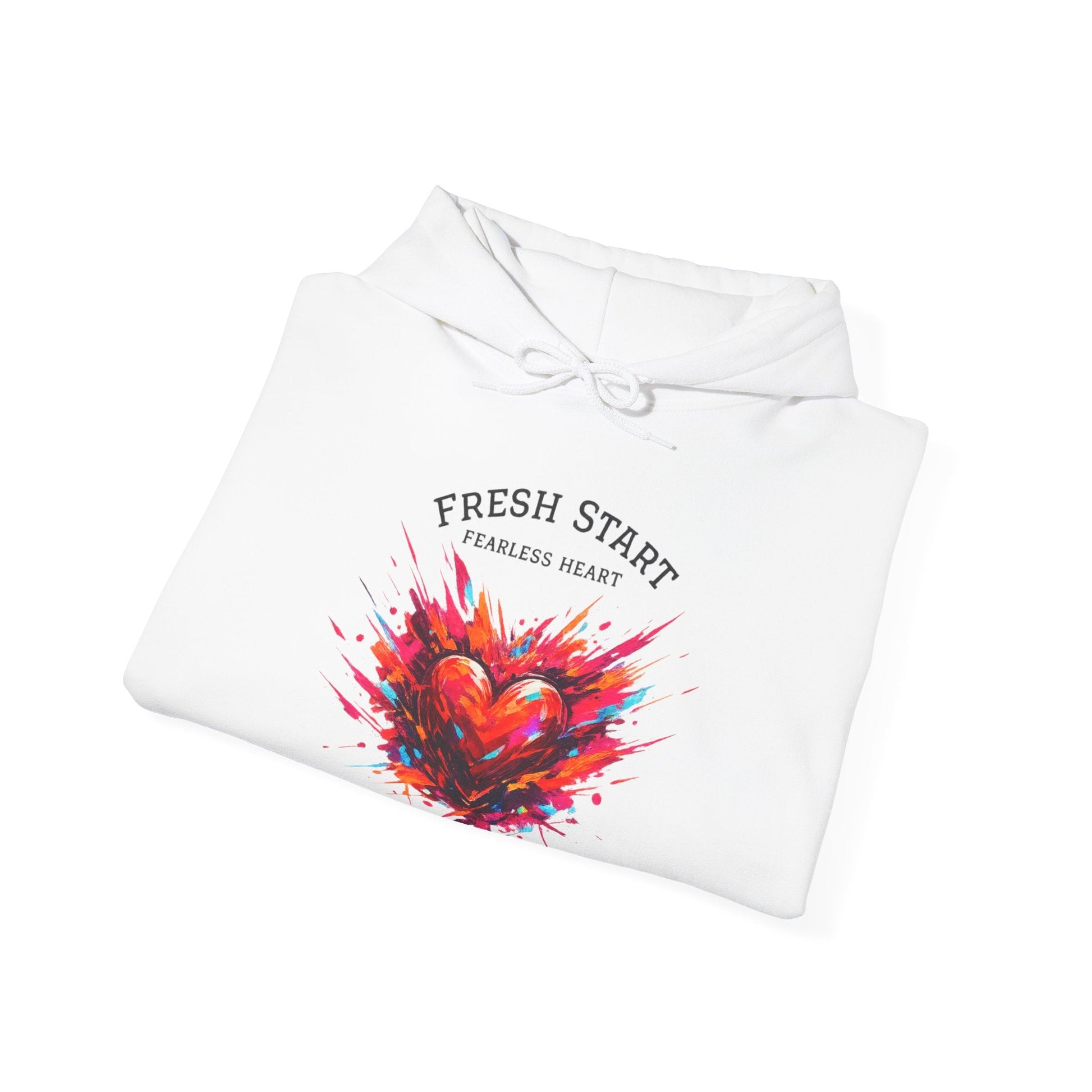 Fresh Start Fearless Heart Hoodie | Inspirational Pullover Hoodie | Positive Mindset Sweatshirt | Gifts & Lifestyle - SJM Print Store