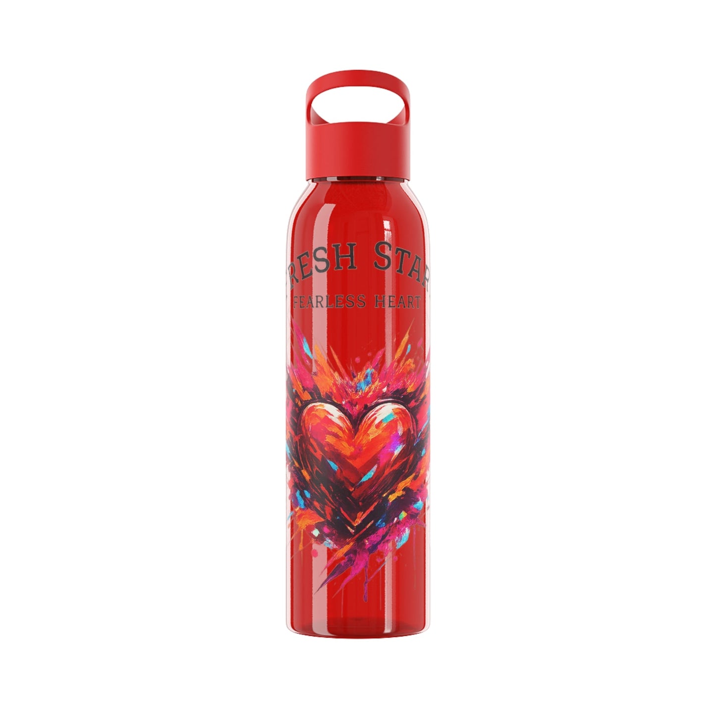 Fresh Start Fearless Heart Reusable Water Bottle | Inspirational Sports Bottle | Positive Lifestyle Drink Bottle | Gifts & Lifestyle - SJM Print Store